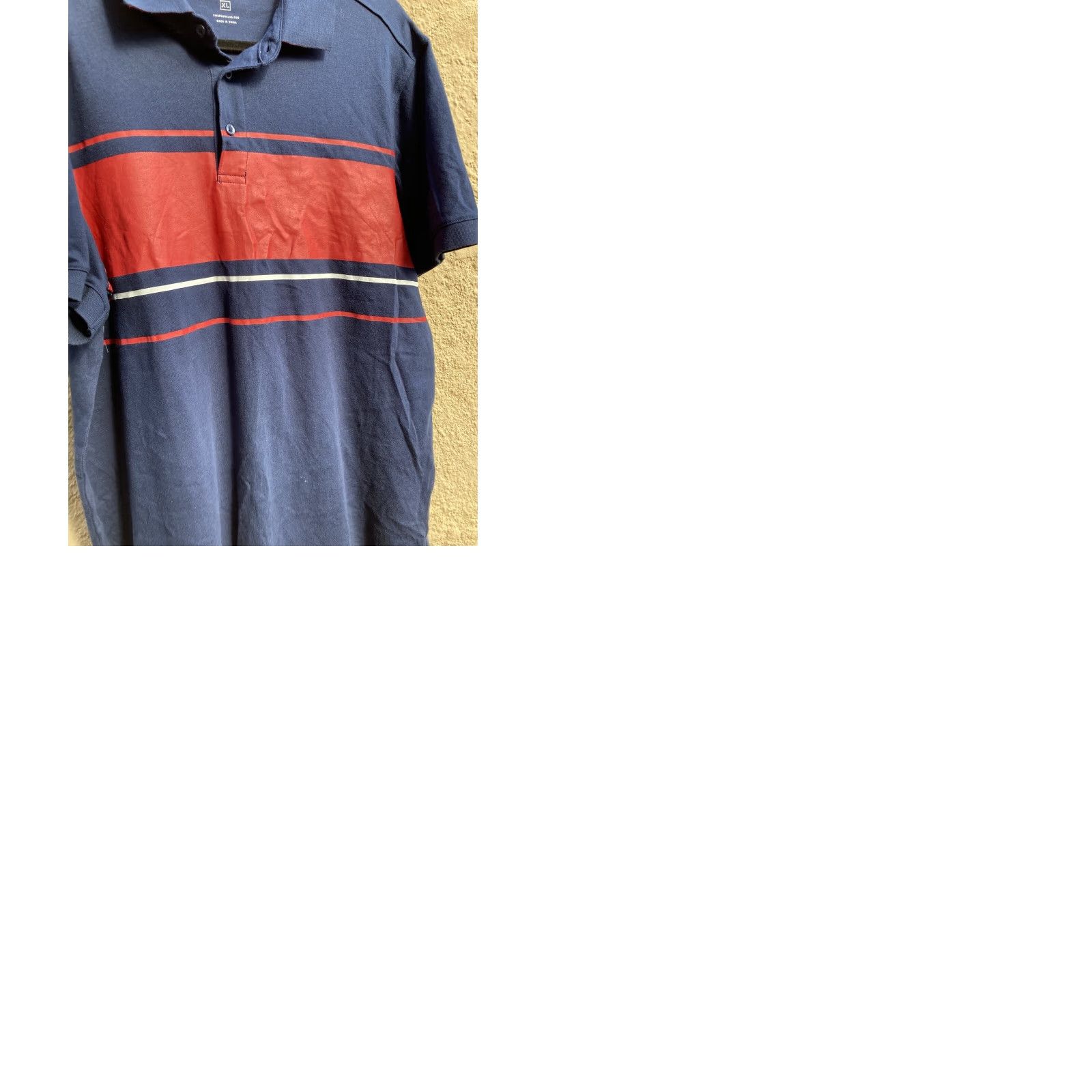 Vintage Five Four Navy Blue Striped Golf Polo XL Cotton Button Stretch Light City Shirt Men Size US XL / EU 56 / 4 - 8 Thumbnail