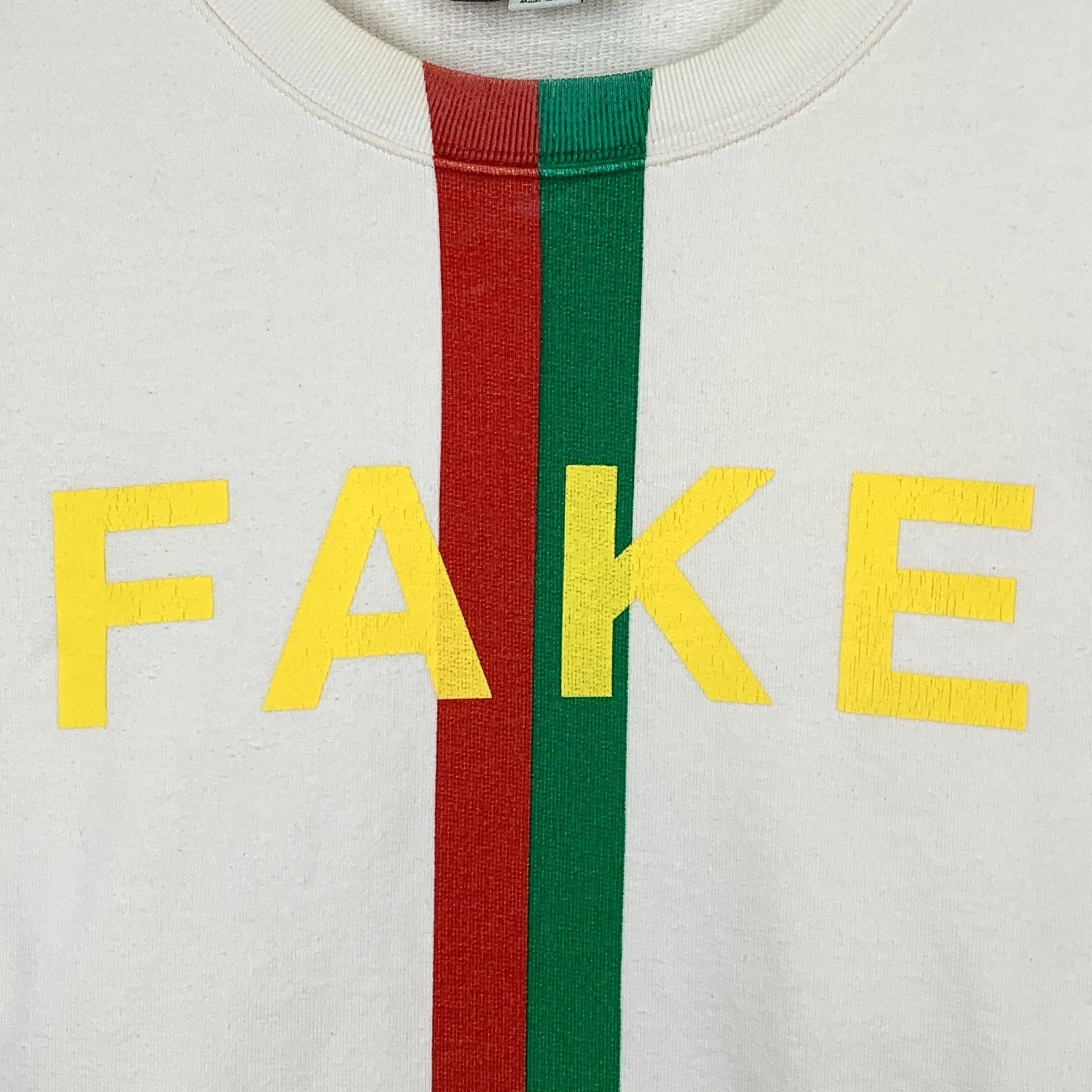 Gucci Gucci Beige "FAKE" Print Cotton Long-Sleeved Sweatshirt Roun Size S / US 4 / IT 40 - 5 Thumbnail