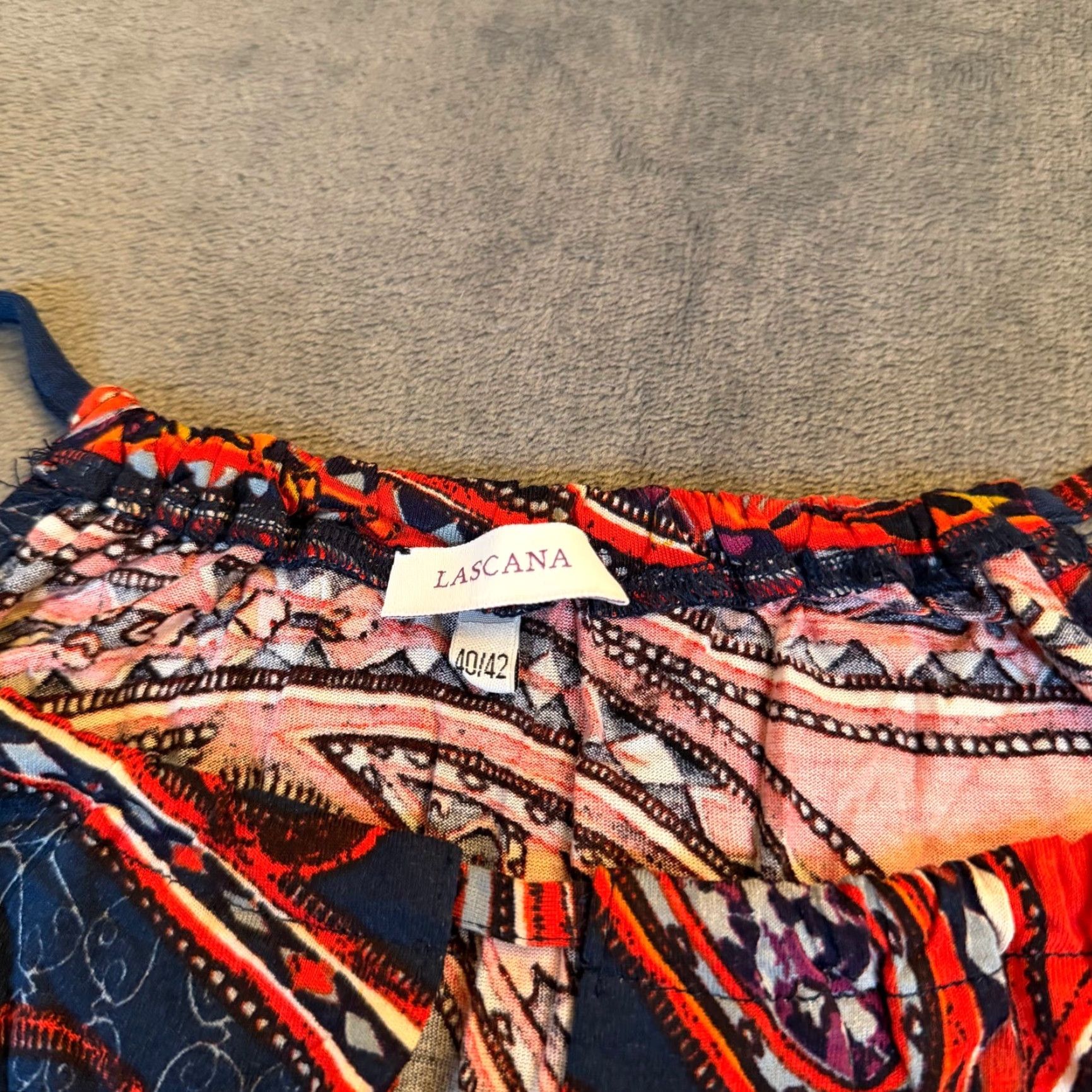 Vintage LASCANA Tank Women's Paisley Halter Blue Red, Boho, Sleeveless, Adjustable Strap - Size 8, Relaxed Fit, Viscose Polyester Blend Size M / US 6-8 / IT 42-44 - 2 Thumbnail