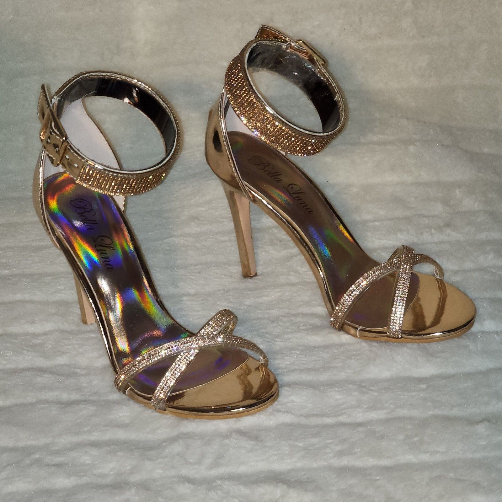 Other Fairy Rose Gold High Heel Stiletto Shoes With Rhinestone Toe Size US 9 / IT 39 - 5 Thumbnail