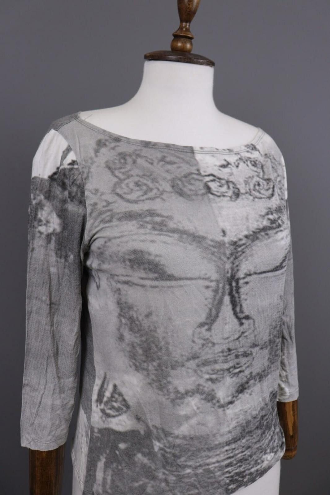 Designer Sarah Pacini Gray Printed Top Shirt One Size Size ONE SIZE - 6 Thumbnail