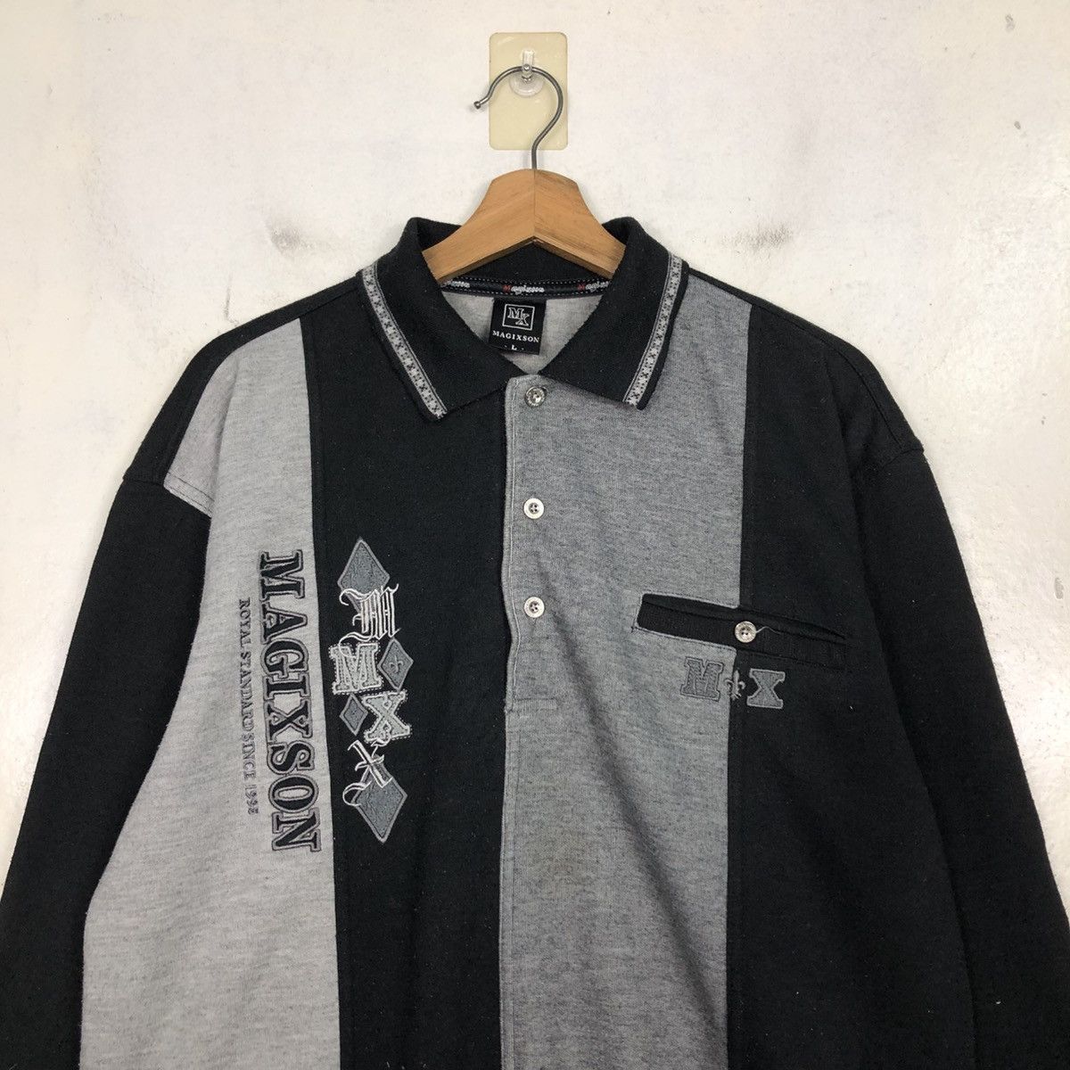 Japanese Brand 📌Vintage Collar Sweatshirt Magixson Big Logo Embroidery Size US L / EU 52-54 / 3 - 5 Thumbnail