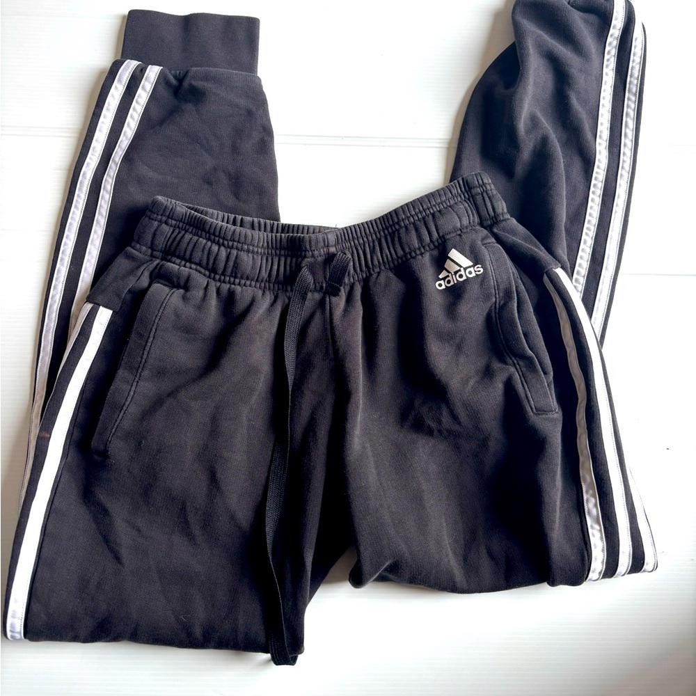 Adidas Adidas Black Jogging Pants with Stripes - Size Small Size 28" / US 6 / IT 42 - 1 Thumbnail