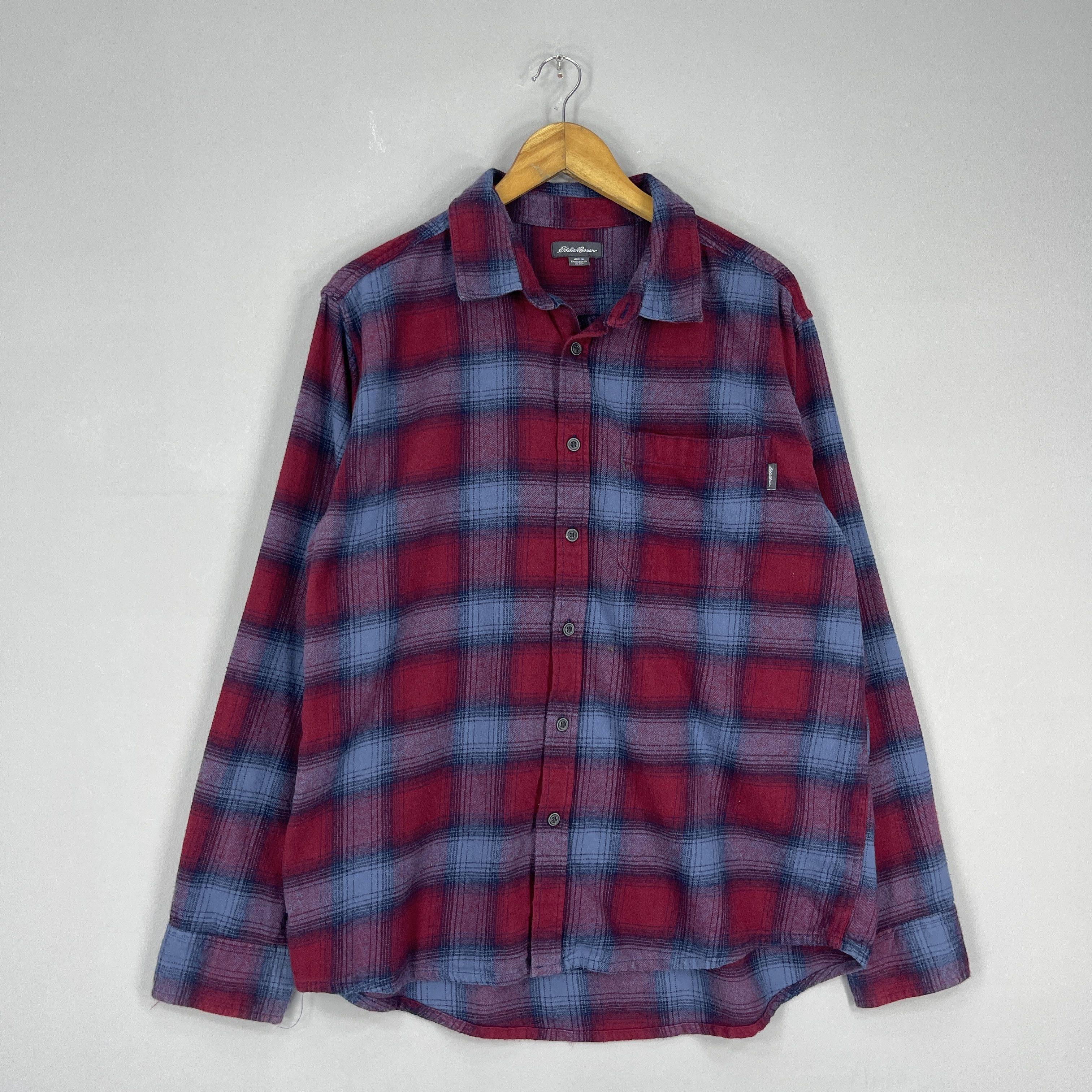 Eddie Bauer Vintage EDDIE BAUER Plaid Shadow Red/Blue Tartan Flannel Size US XL / EU 56 / 4 - 4 Thumbnail