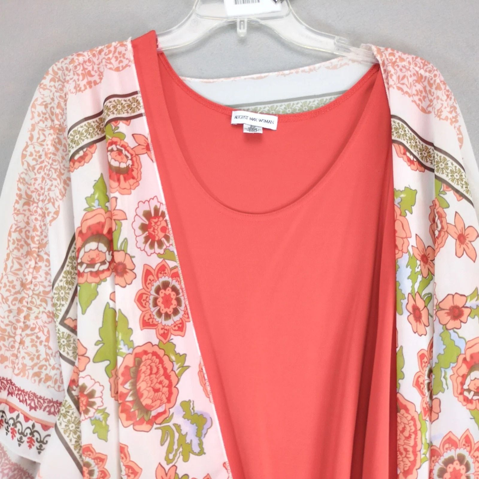 Other August Max Orange Tank & Sheer Floral Open Kimono Plus Size Size XXL / US 16-18 / IT 52-54 - 8 Thumbnail