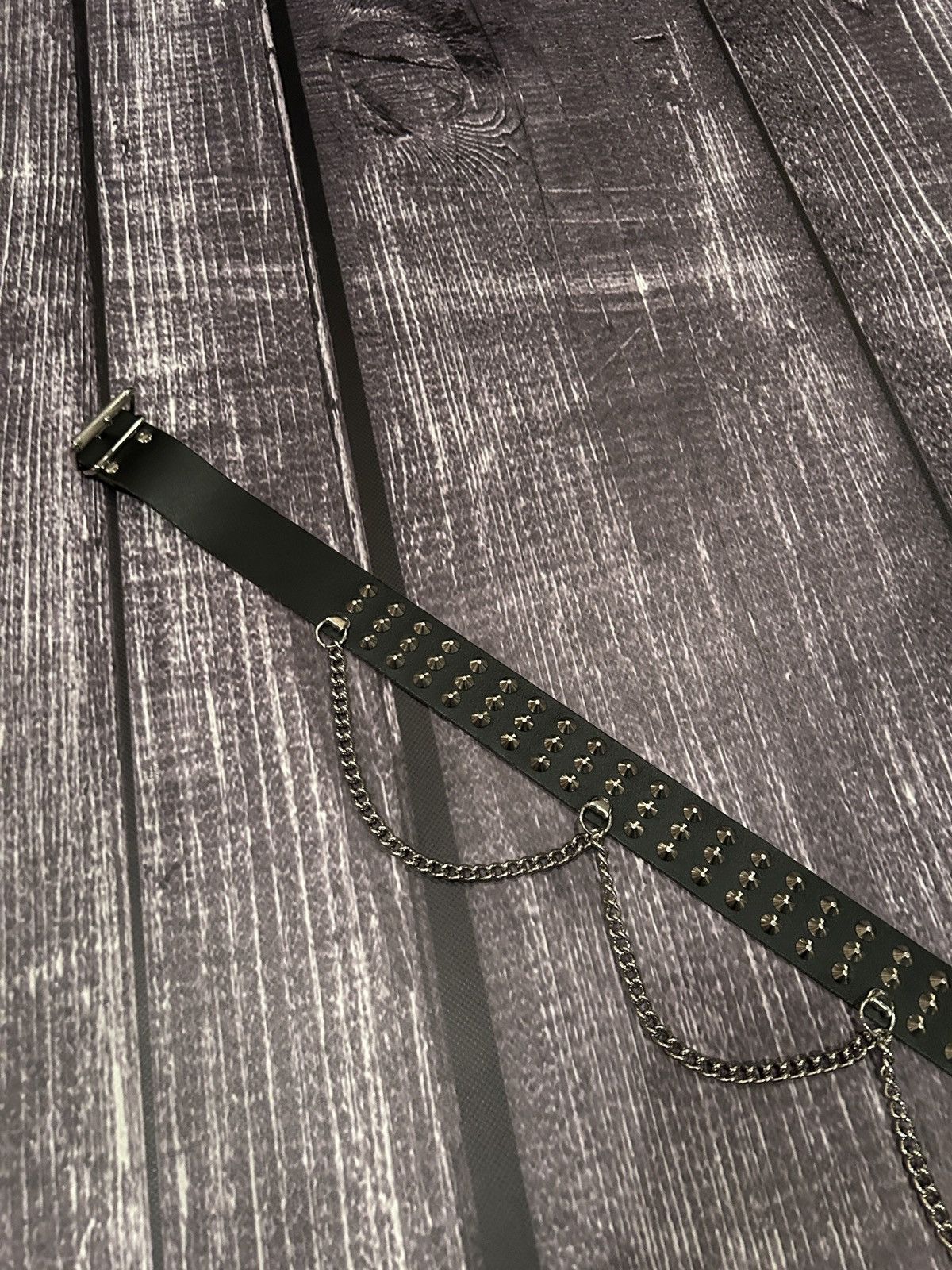 Japanese Brand Vintage Avant Garde Black Leather Belt Hand Drip Punk Style Size ONE SIZE - 14 Thumbnail