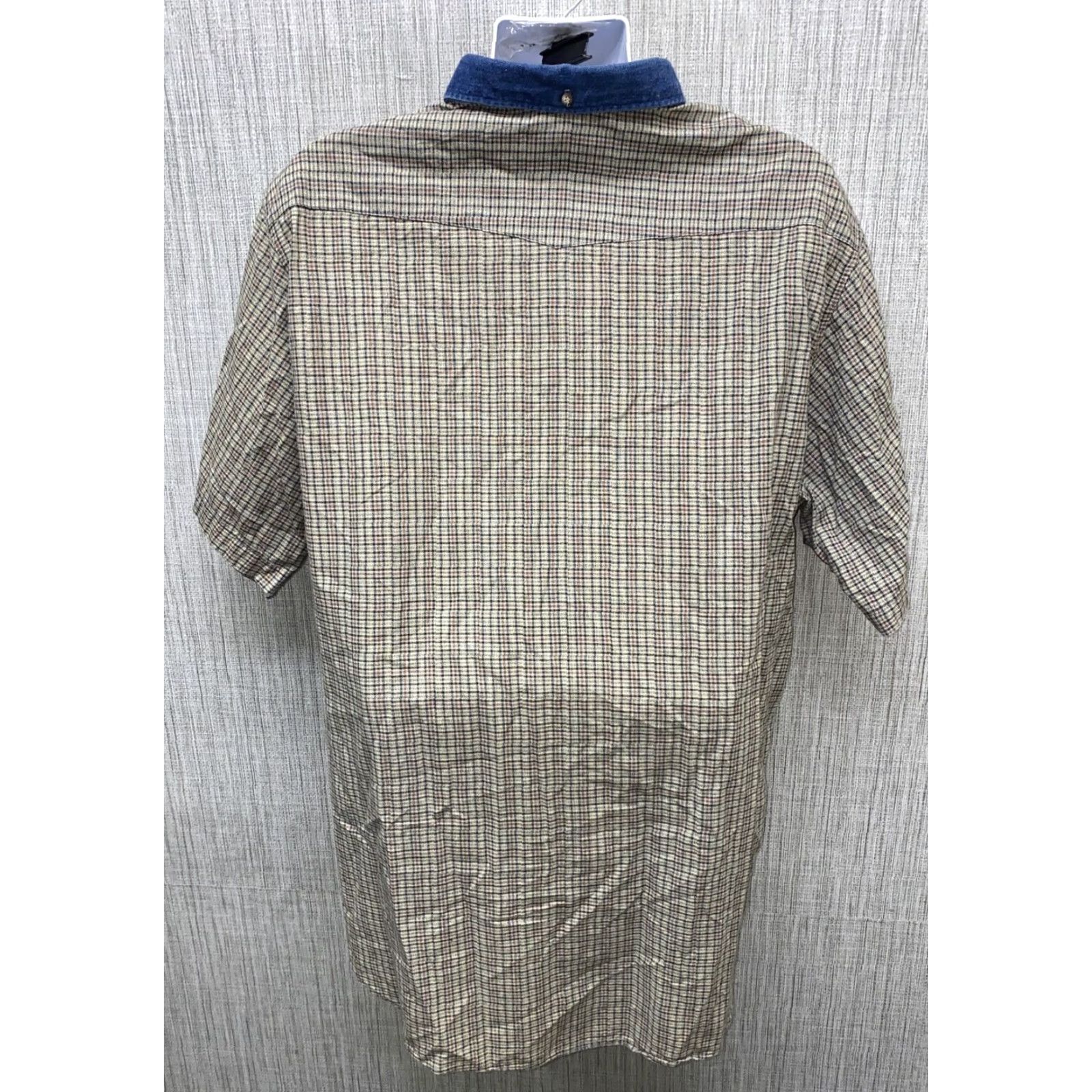 Vintage Rough Stuck Men's Brown Plaid Short Sleeve Button-Up Shirt 2XL Cotton Men's Clothing Size US XXL / EU 58 / 5 - 5 Thumbnail