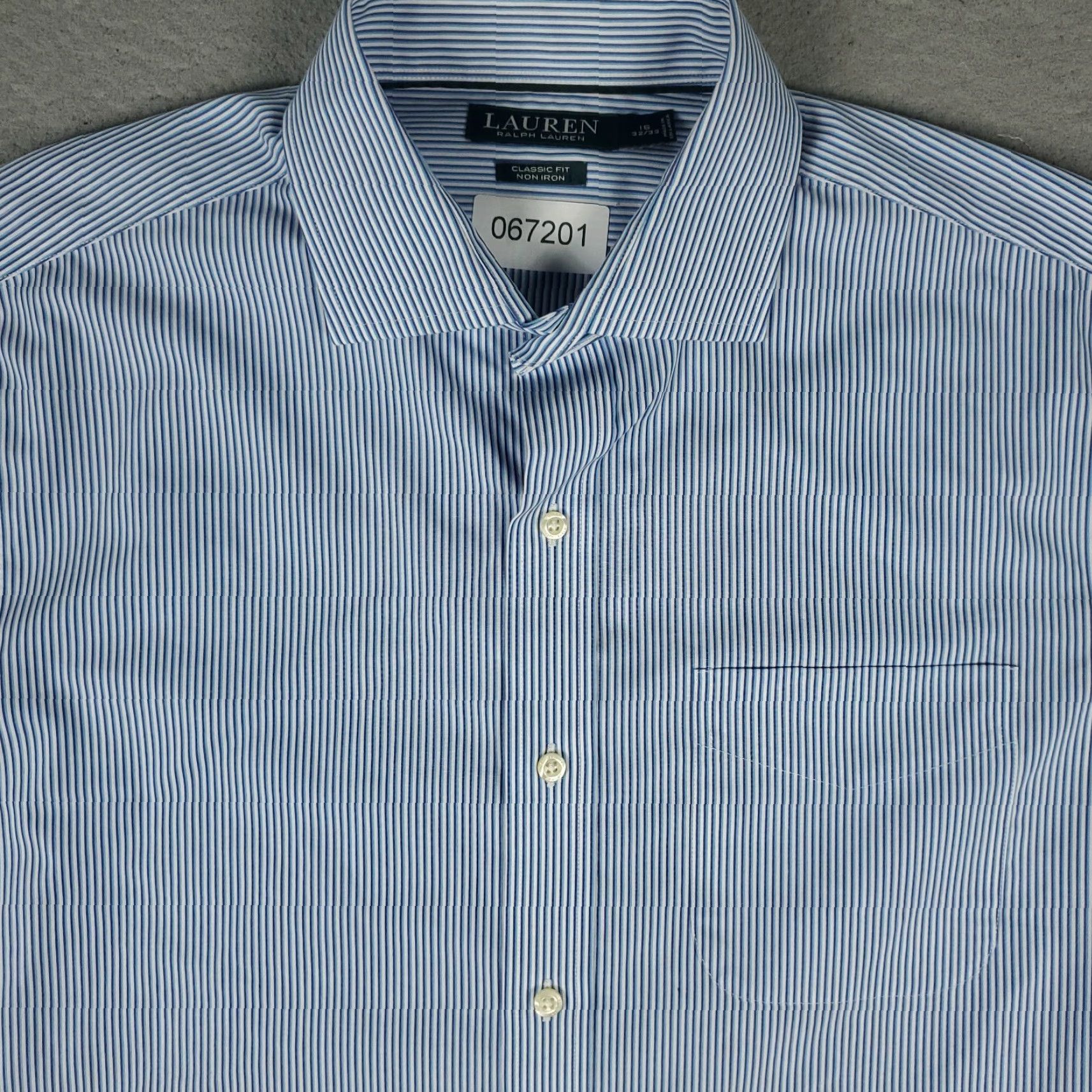 Ralph Lauren Ralph Lauren Shirt Mens 16 Blue Striped Classic Dress Button Up Long Sleeve Concrete Details Size 42R - 2 Thumbnail