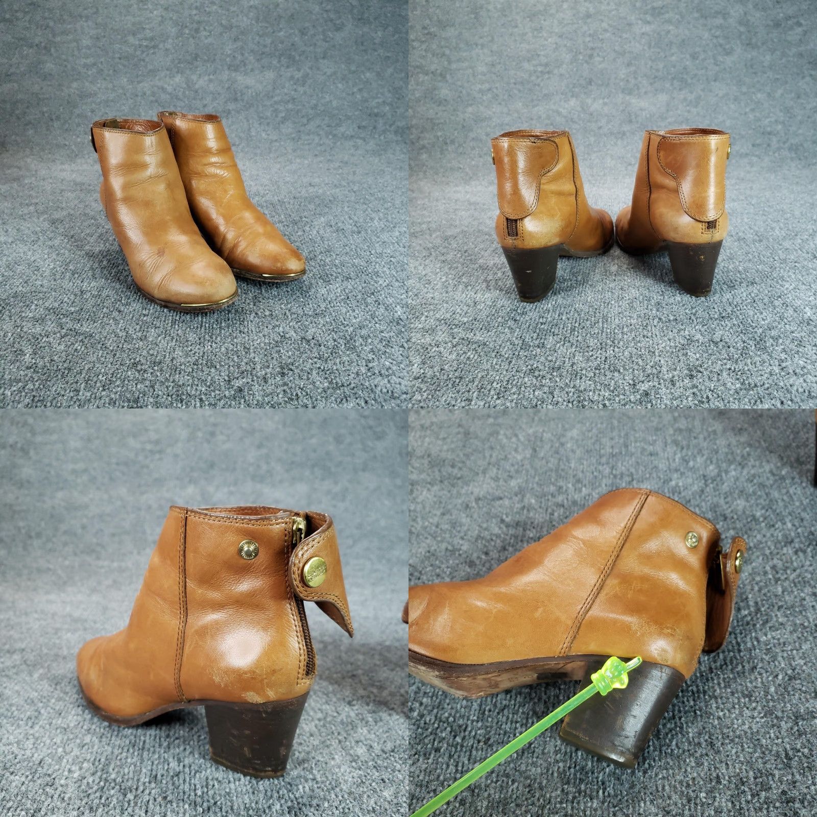 Coach Coach Waldorf Ankle Booties Womens Size 6.5 Brown Leather Zip Block Heel Size US 7 / IT 37 - 11 Thumbnail