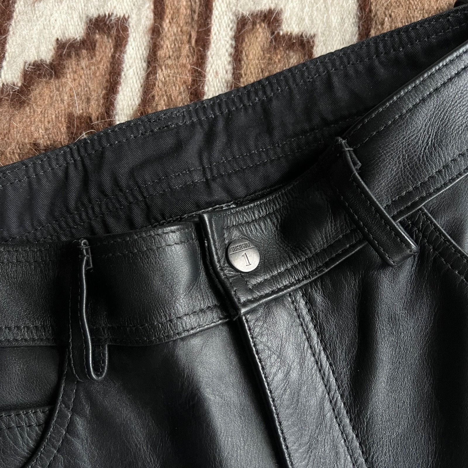Leather Highway 1 Real Leather Biker Moto Side String Pants 9802AC Size US 32 / EU 48 - 4 Thumbnail