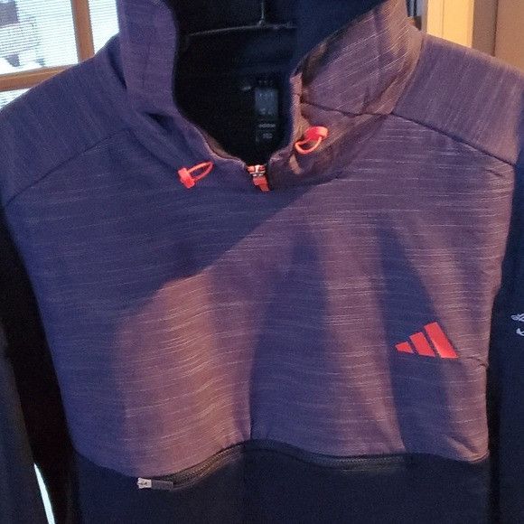 Adidas Adidas Textured Anorak Blue 2-Toned Cinched Sz. L Hoodie Size US L / EU 52-54 / 3 - 3 Thumbnail