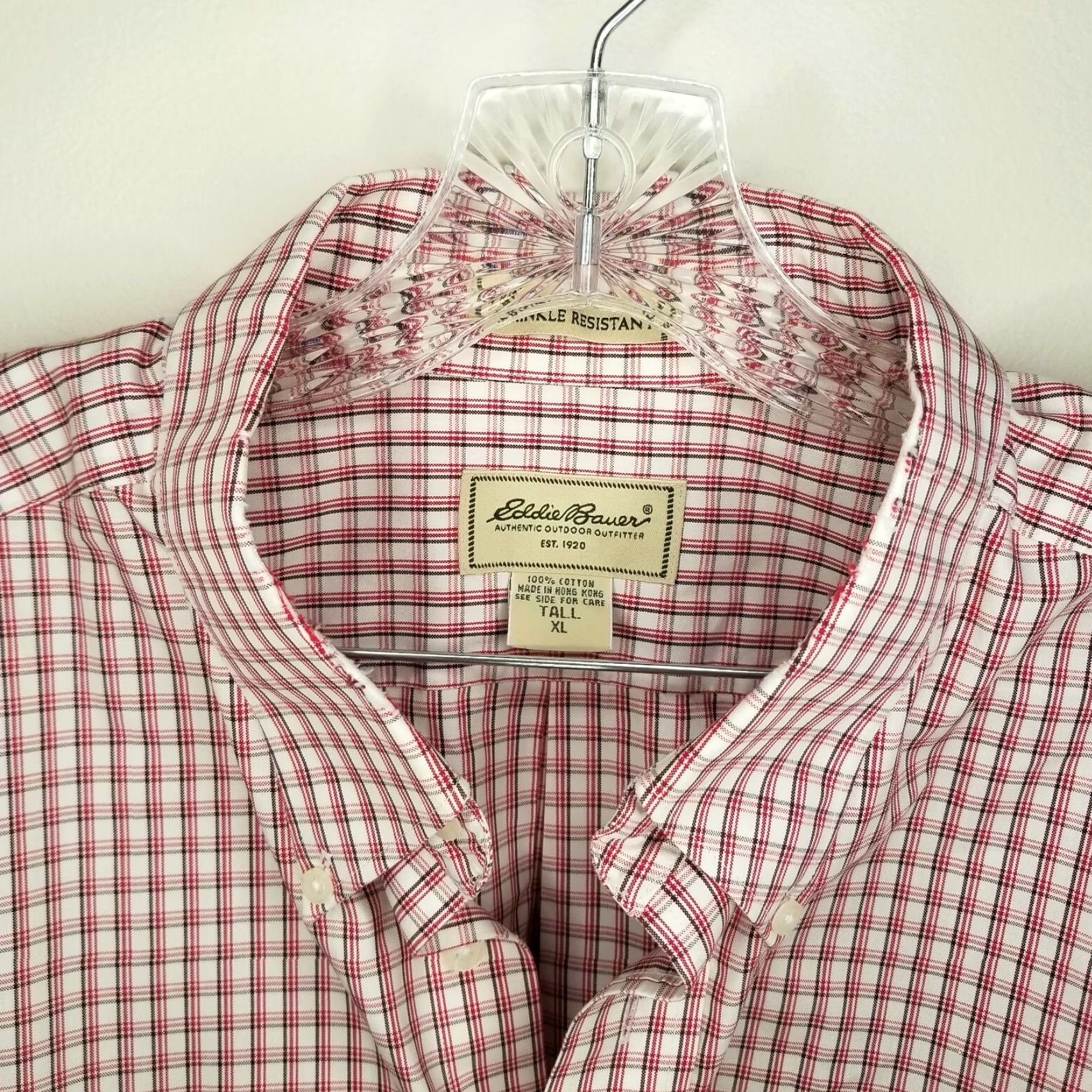 Eddie Bauer VINTAGE Eddie Bauer Mens Red Plaid Wrinkle Resistant Long Sleeve Button-Up Size XLT Size US XL / EU 56 / 4 - 3 Thumbnail