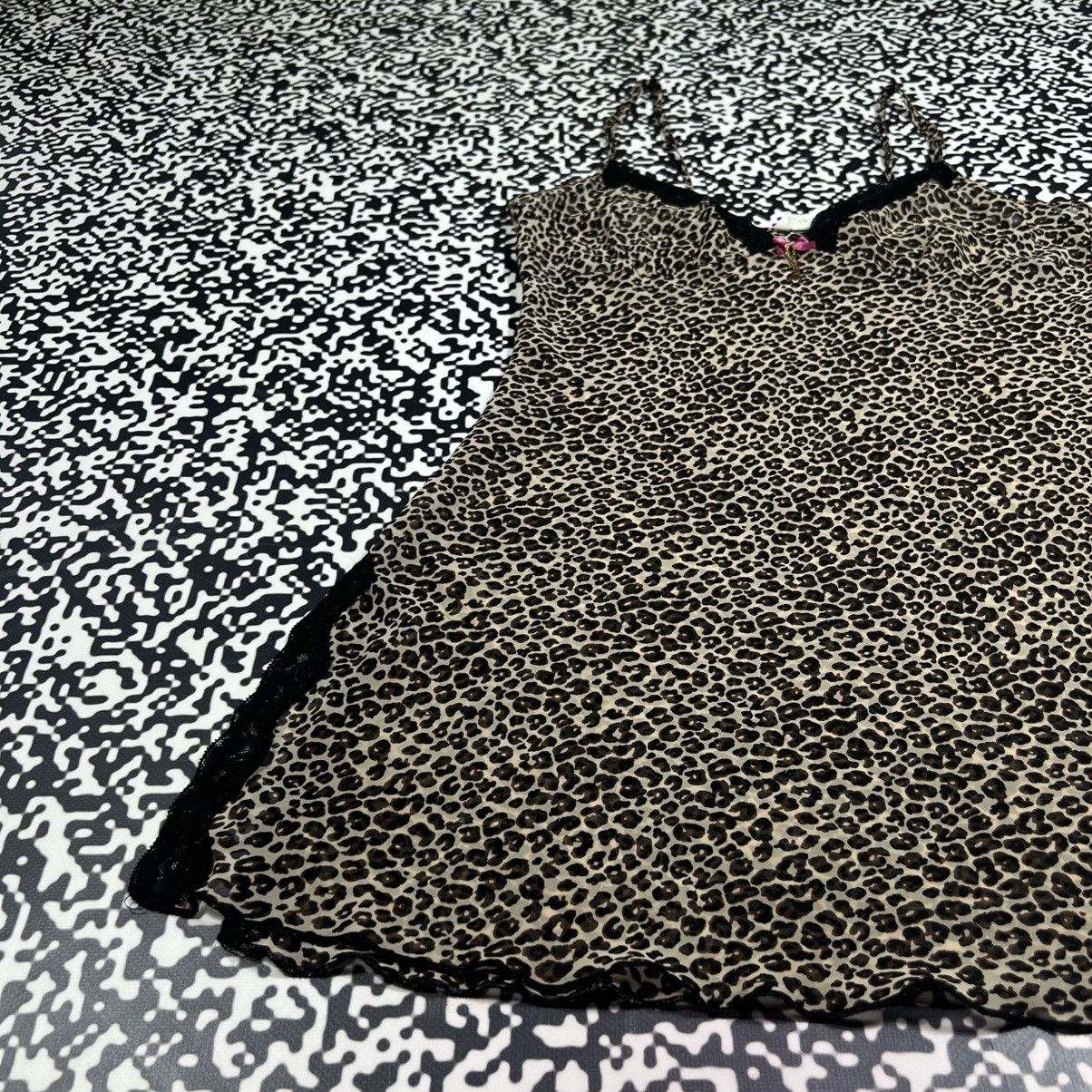 Vintage Vintage Y2K Leopard Mesh Sexy Nightie Mini Dress Retro Style Size S / US 4 / IT 40 - 5 Thumbnail