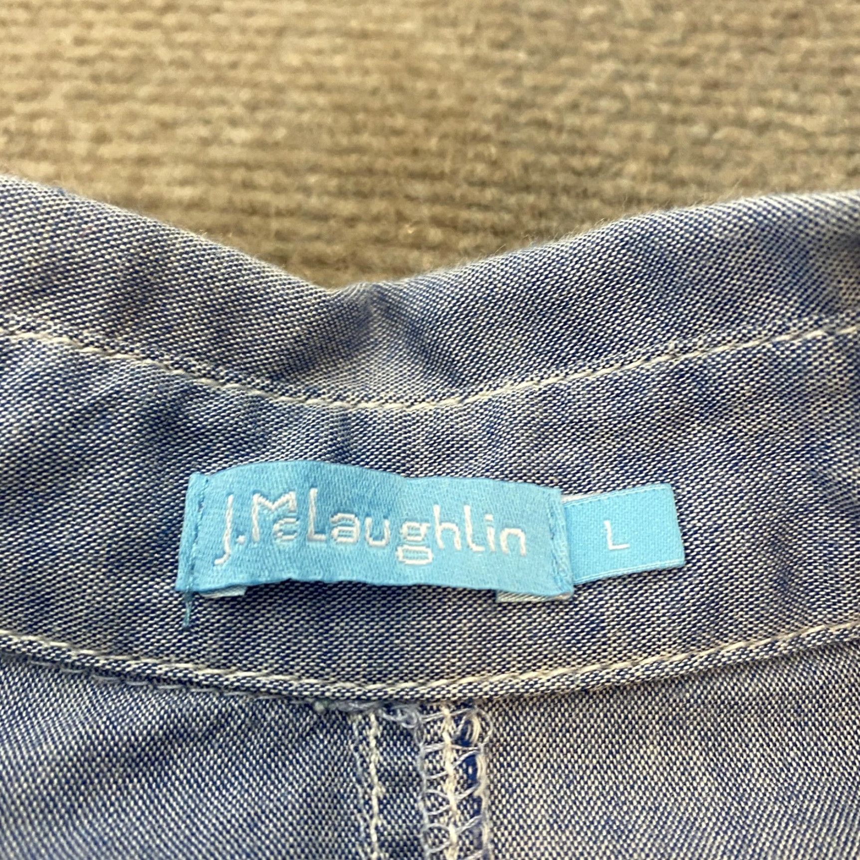 J.McLaughlin J.McLaughlin Shirt Womens Large Blue Chambray Button-Down Long Sleeve Raglan Size L / US 10 / IT 46 - 5 Thumbnail