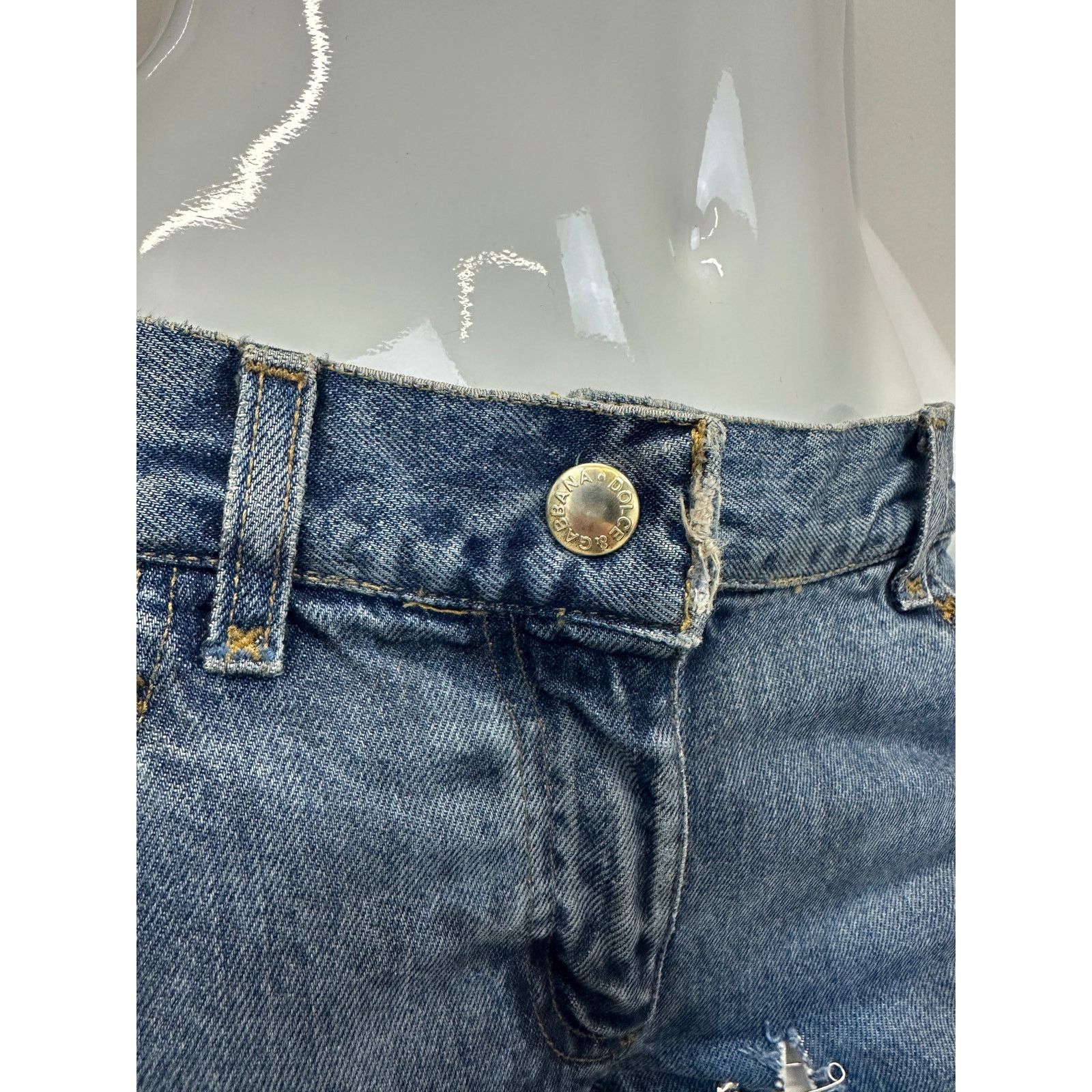 Dolce & Gabbana S/S 2001 Dolce & Gabbana safety pin punk jeans with broches Size 27" / US 4 / IT 40 - 20 Thumbnail