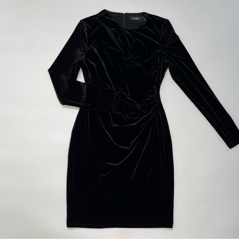 Ralph Lauren NWT New $195 Ralph Lauren Black Cutout Velvet Sheath Dress Size M / US 6-8 / IT 42-44 - 6 Thumbnail