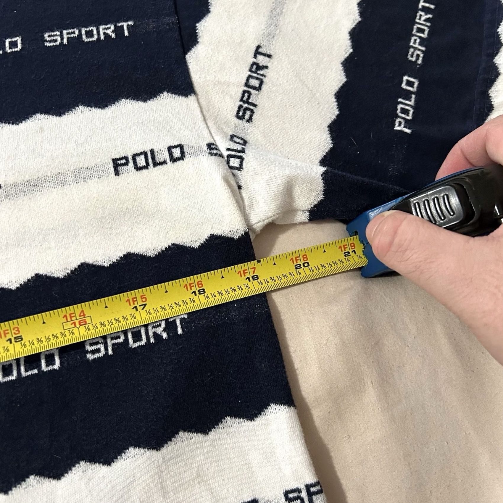 Vintage VINTAGE Polo Sport Shirt Striped All Over Spellout Size Medium 90s Men White T-Shirt Size US M / EU 48-50 / 2 - 5 Thumbnail