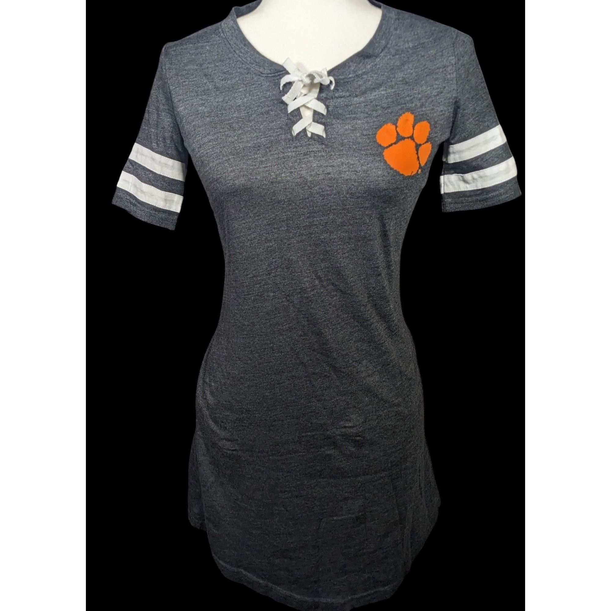 Other Charcoal Clemson Tigers All-Star Lace-Up Tri-Blend Tee Dress Size XS / US 0-2 / IT 36-38 - 1 Thumbnail