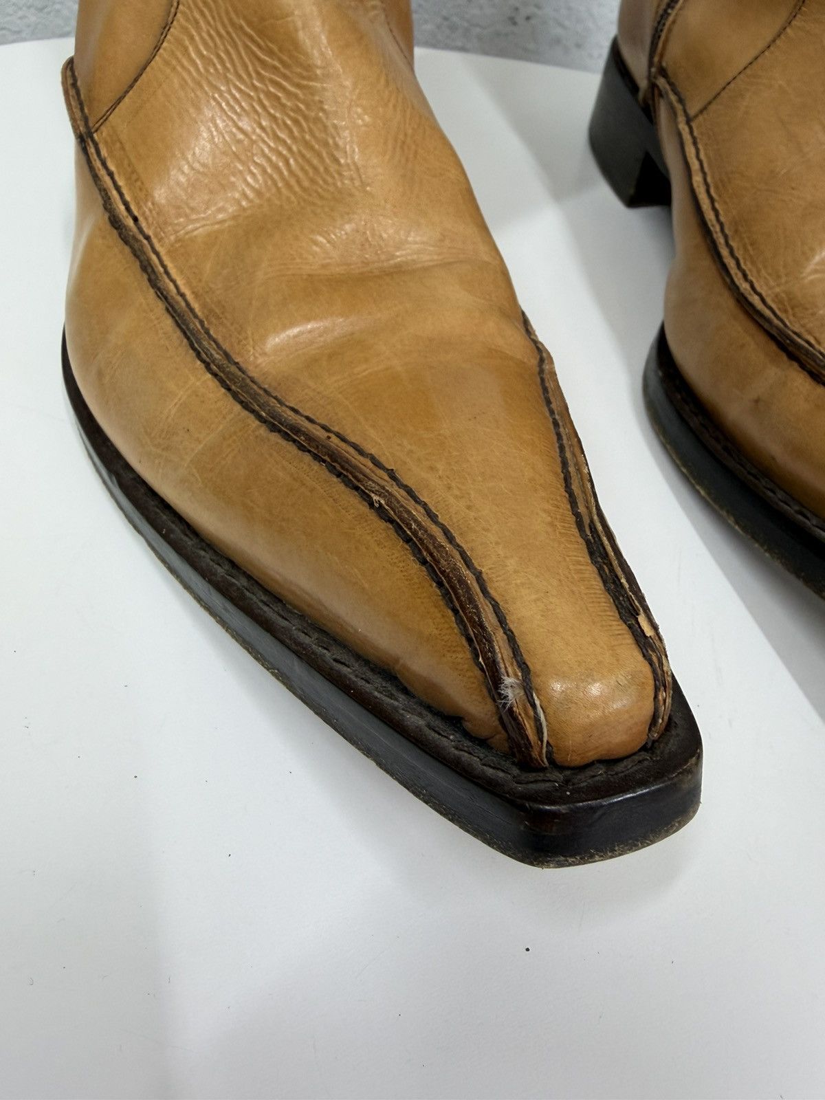 Hedi Slimane Vintage Camel Leather Zip Boots Guidi CCP Rick Owens Style Size US 11 / EU 44 - 11 Thumbnail