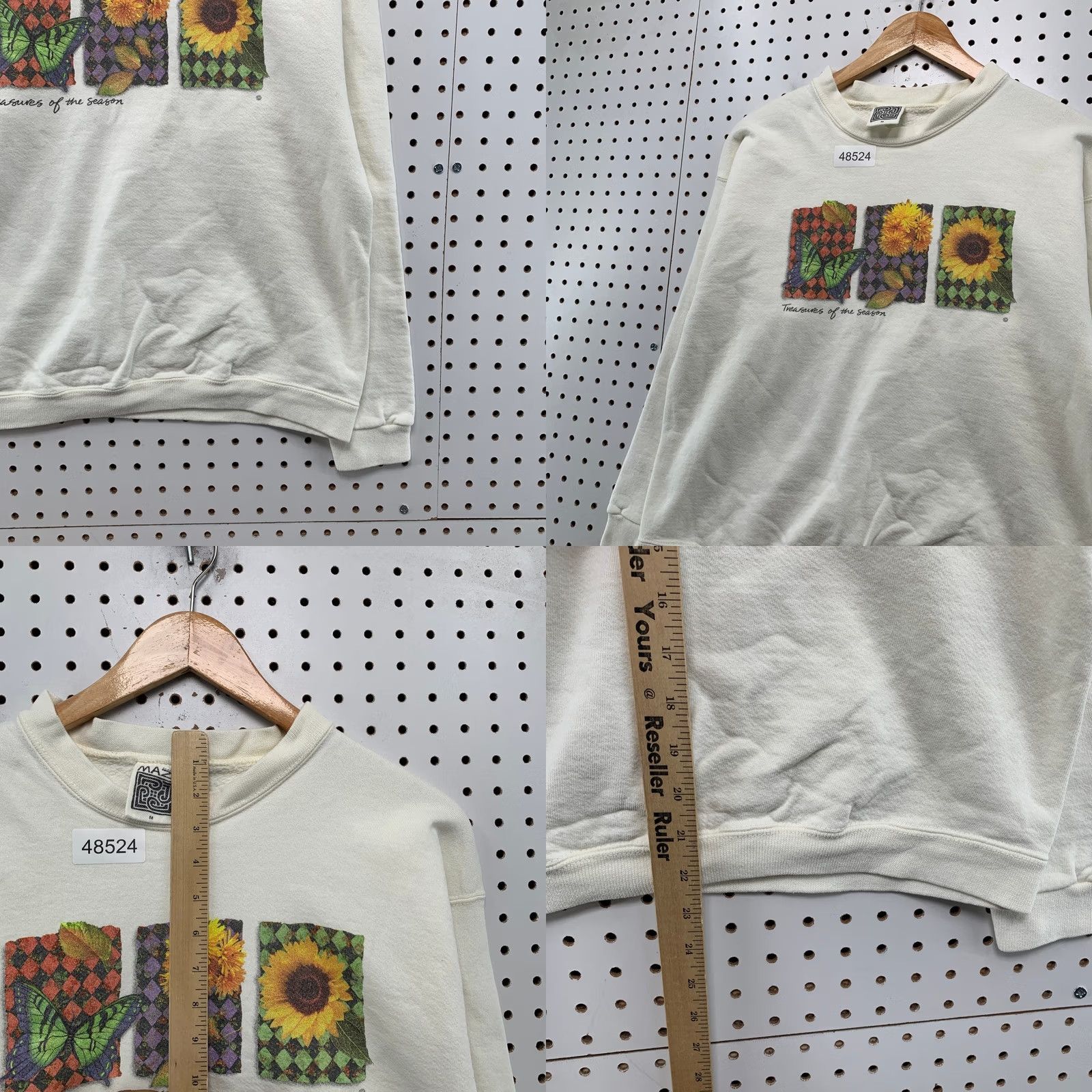 Vintage VINTAGE Maze Sweatshirt Womens Medium Cream 90s Sunflwer Butterfly Treasures Size M / US 6-8 / IT 42-44 - 8 Thumbnail