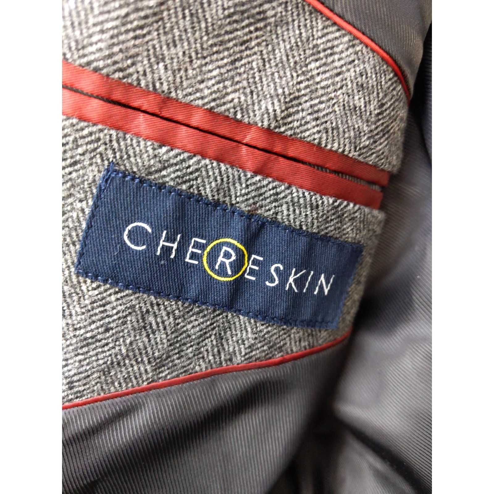 Vintage Chereskin Blazer Mens 44R Gray Herringbone Wool Silk Cashmere Sport Coat Jacket Size 44R - 7 Thumbnail
