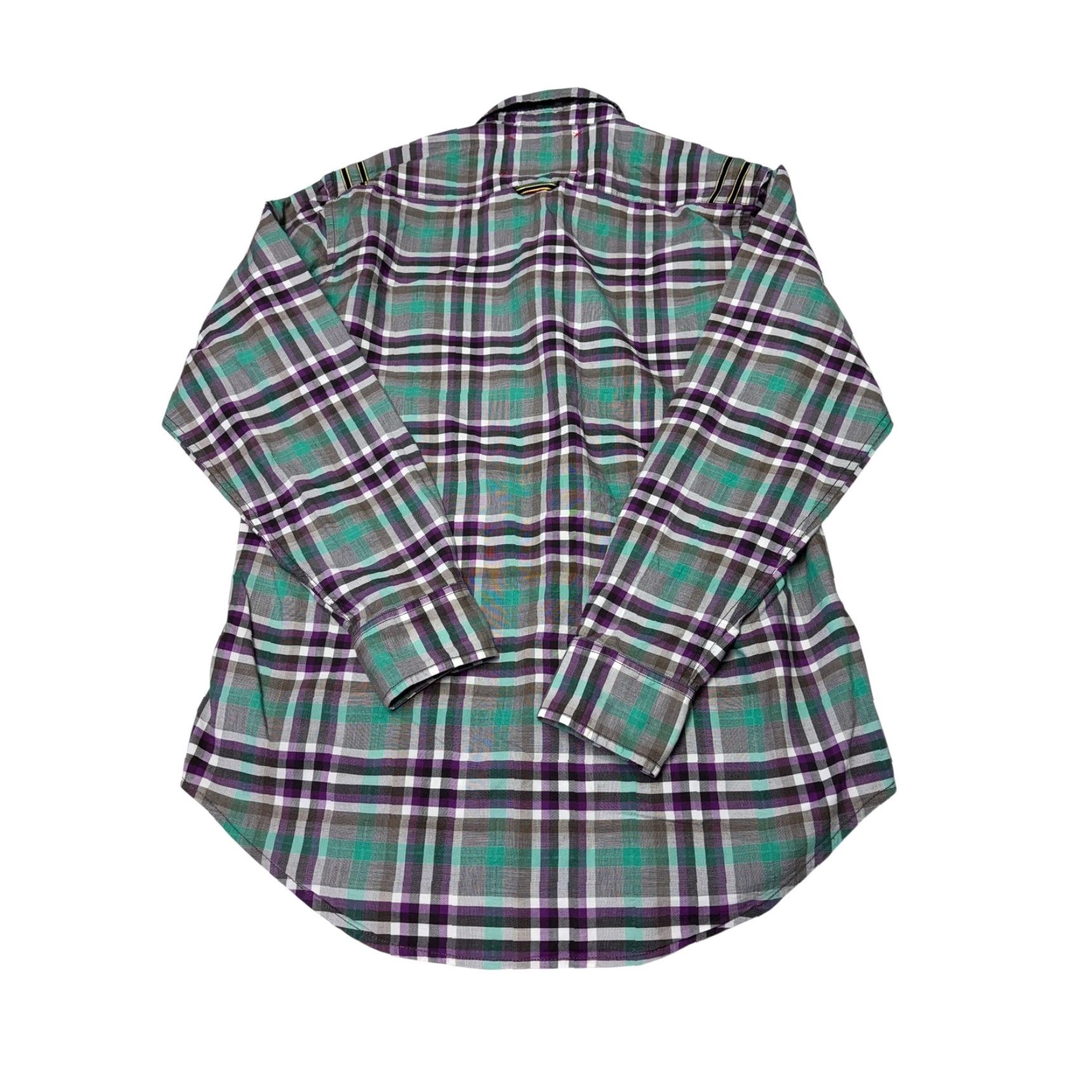 Robert Graham Robert Graham Freshly Laundered Shirt Mens Medium Green Purple Plaid Cotton L/S Shirt Size US M / EU 48-50 / 2 - 6 Thumbnail