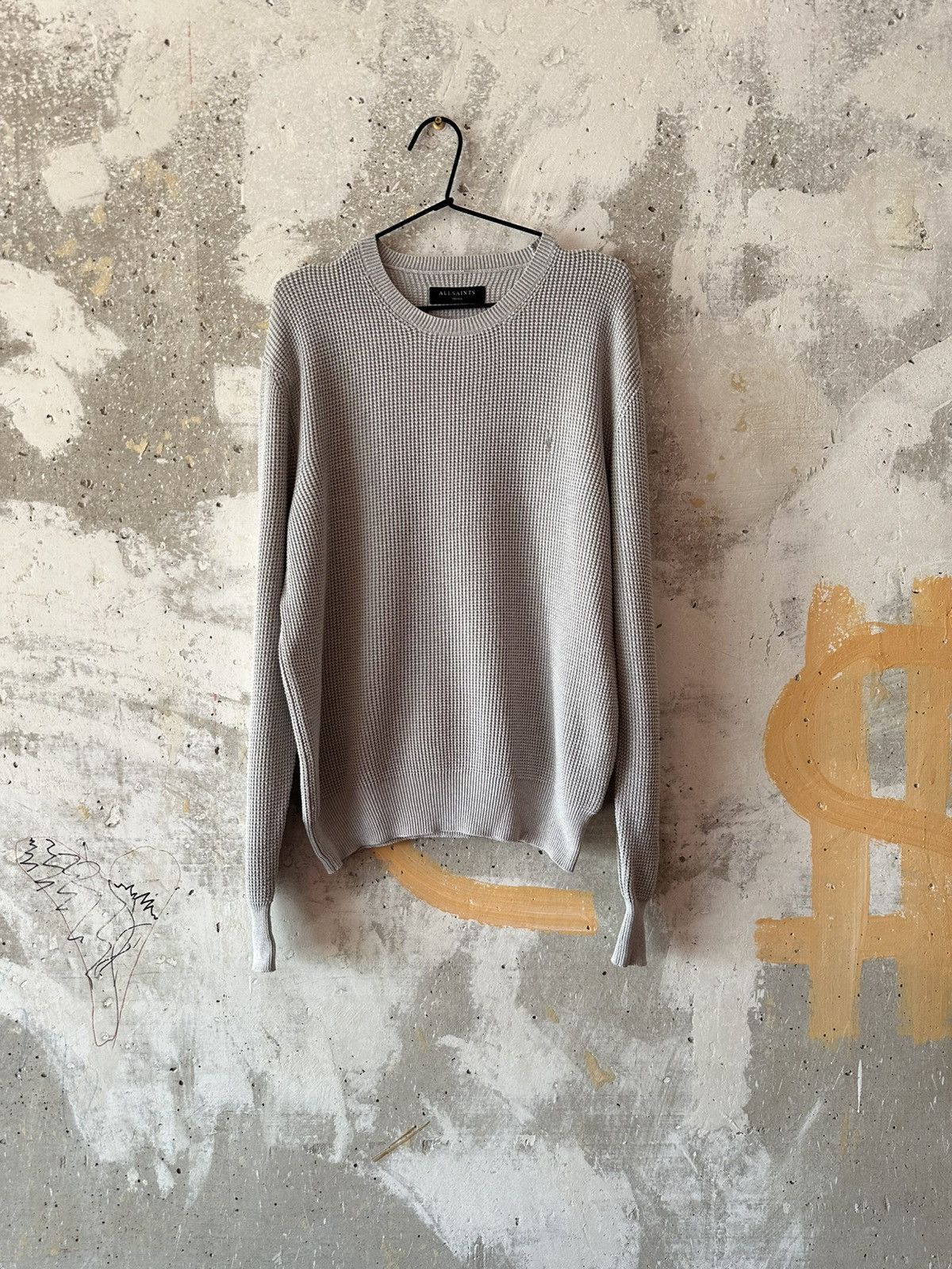 Allsaints Classic Allsaints Trias Crew Cotton Knitted Gray Sweater Size US M / EU 48-50 / 2 - 8 Thumbnail