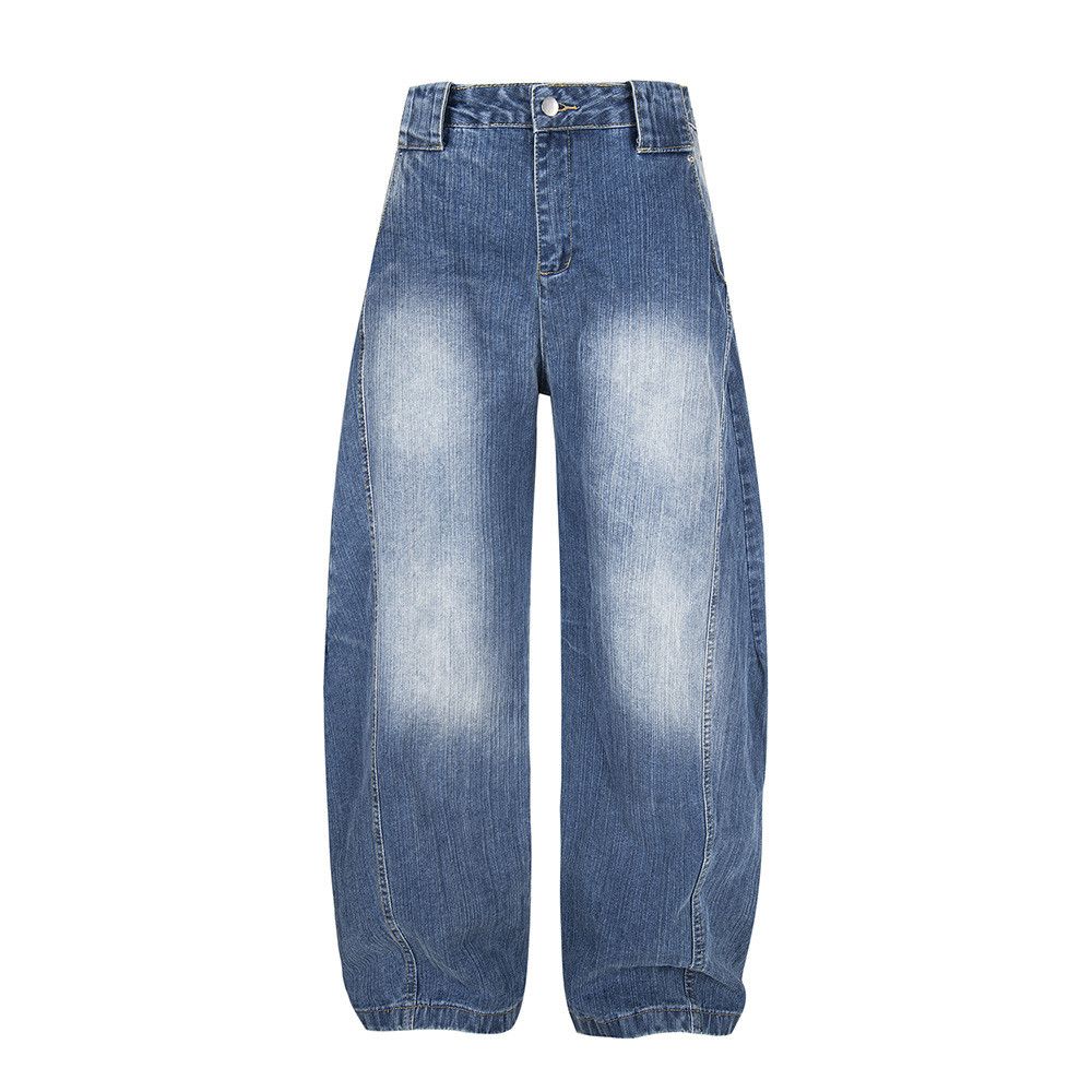 Vintage Retro Men's Street Patchwork Casual Loose Curved Blade Jeans Size US 32 / EU 48 - 1 Thumbnail
