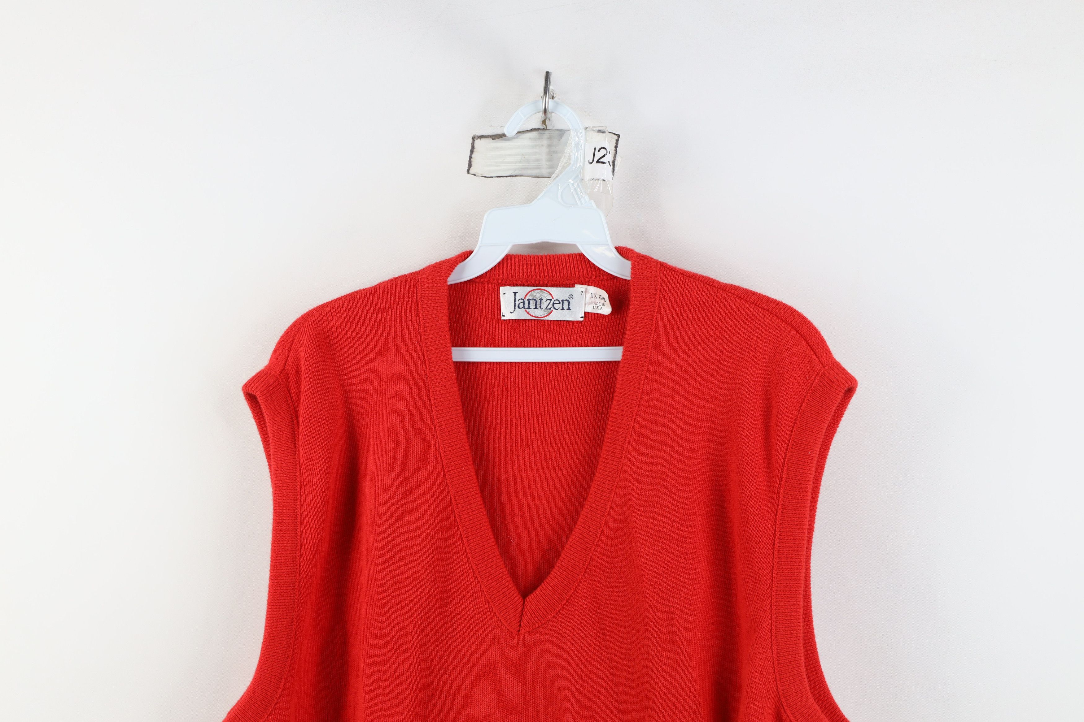 Vintage Vintage 70s Streetwear Knit V-Neck Sweater Vest Red USA Size US XL / EU 56 / 4 - 2 Thumbnail
