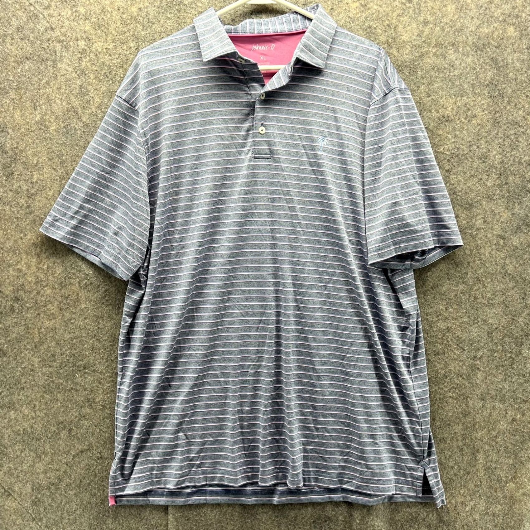 johnnie-O johnnie-O Polo Shirt Men XL Gray Striped Casual Polyester Logo Golf Stretch Shirt Size US XL / EU 56 / 4 - 2 Thumbnail