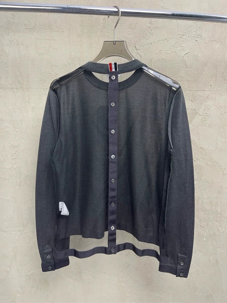 Thom Browne Thom browne Gray back button transparent mesh show long-sle Size US XXS / EU 40 - 2 Thumbnail