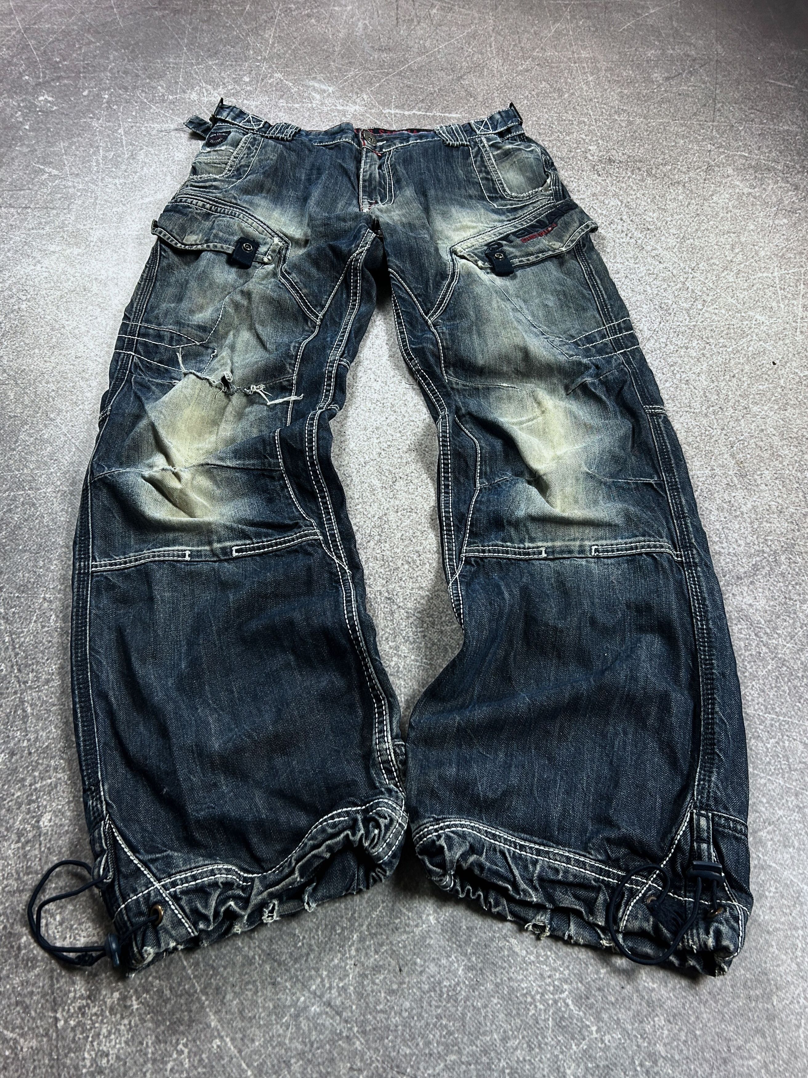 Japanese Brand Cargo Denim Pants Multi Pocket Baggy Techwear Y2K Archive Size US 32 / EU 48 - 1 Thumbnail