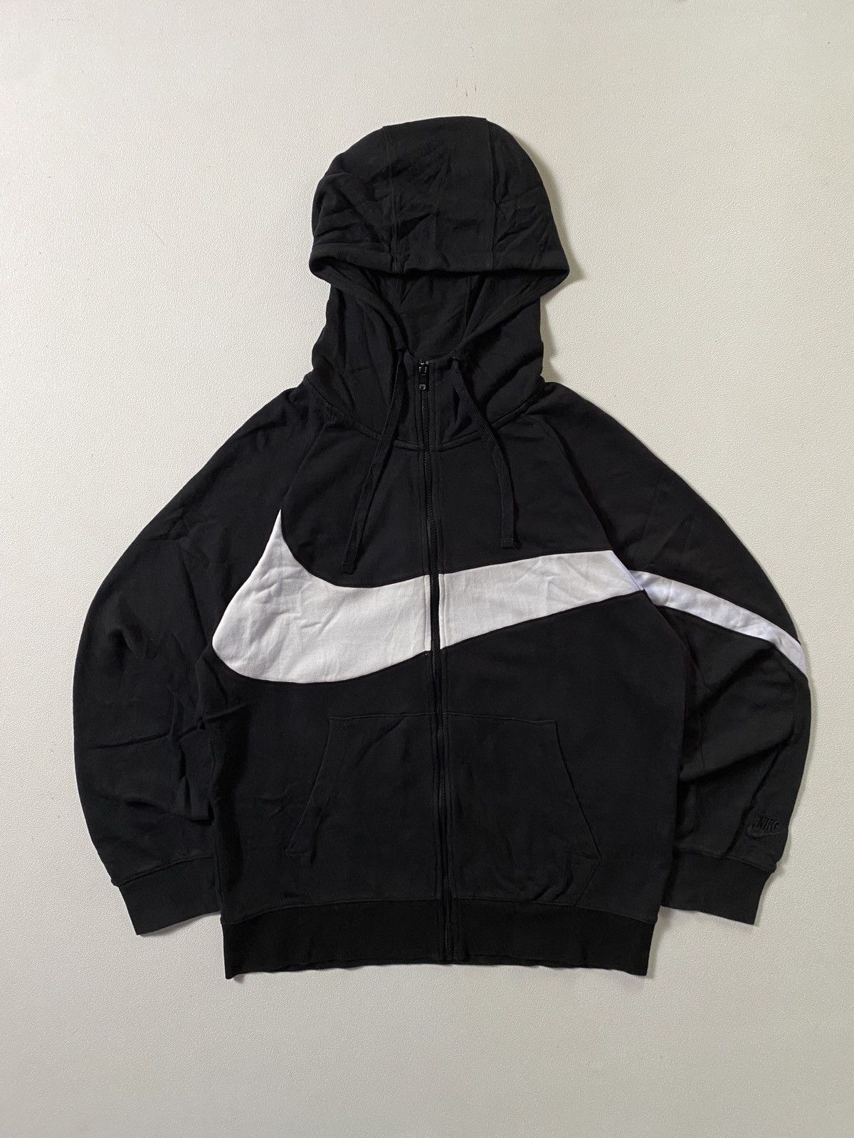 Nike Zipper Hoodie Nike Big Swoosh Black White Size US XL / EU 56 / 4 - 1 Thumbnail