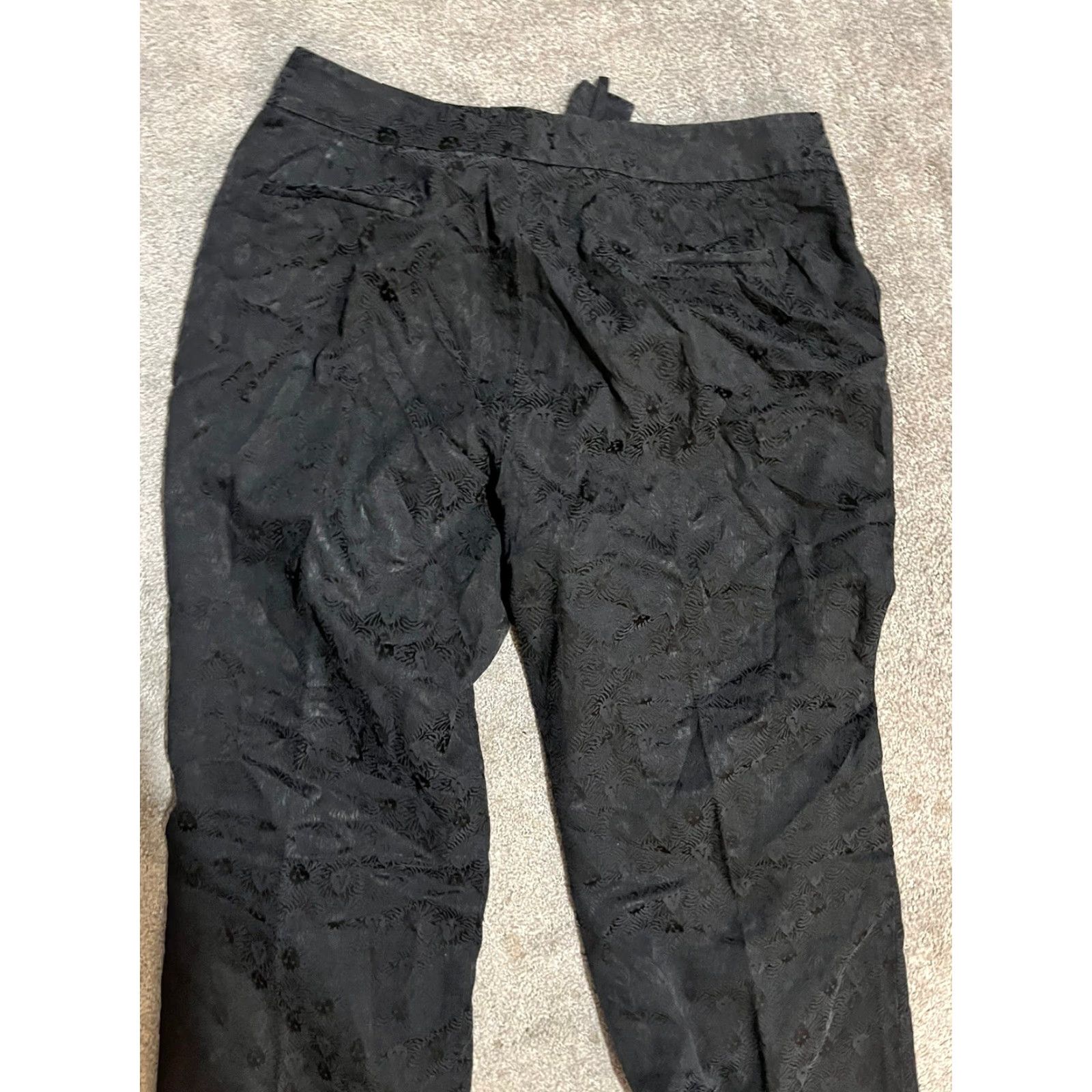 Anne Klein VINTAGE Anne Klein Pants Black Floral Print 12P Petite Size 34" / US 12 / IT 48 - 4 Thumbnail