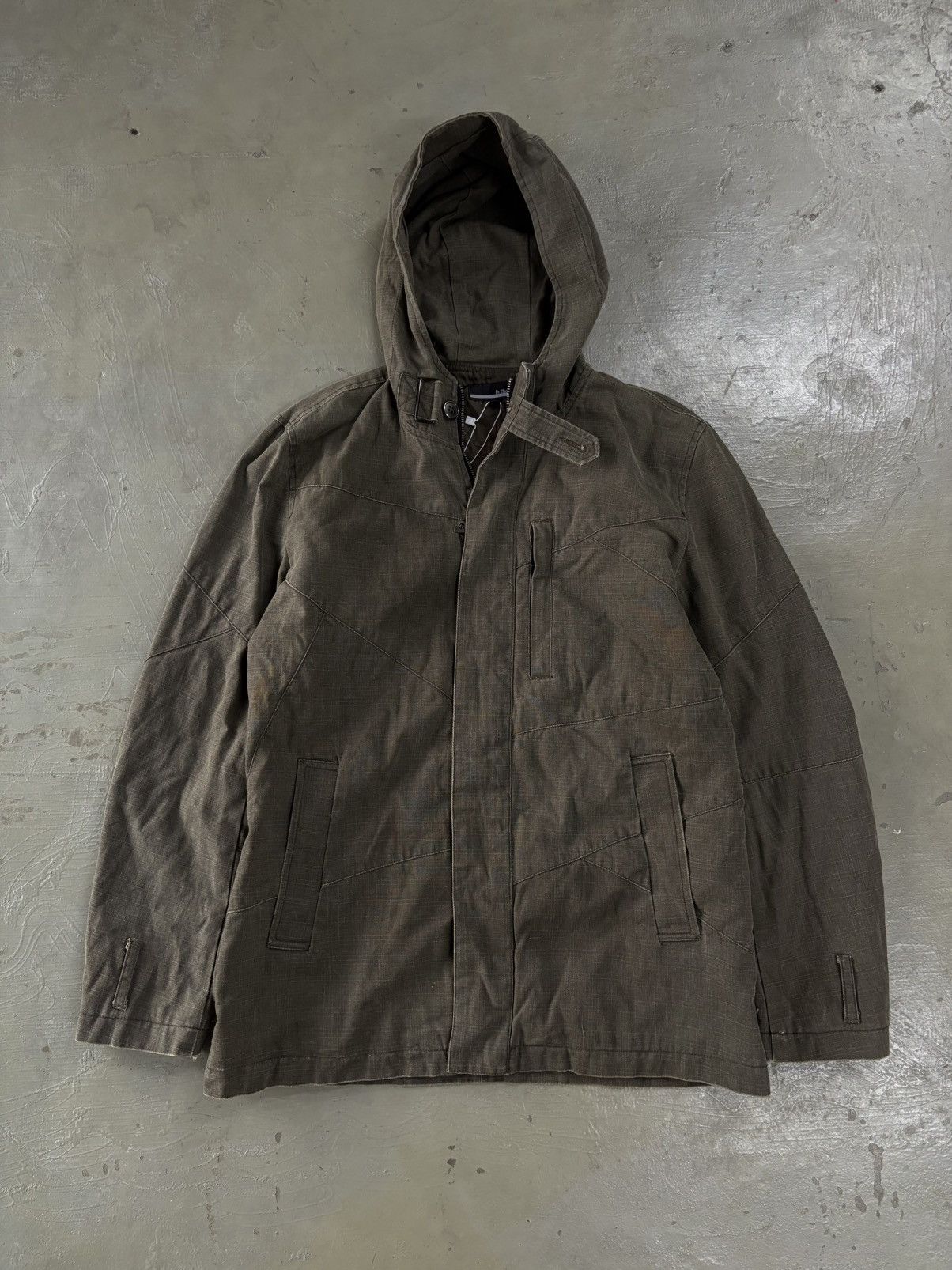 In The Attic Biker Hoodie Army Faded Patch Multipocket