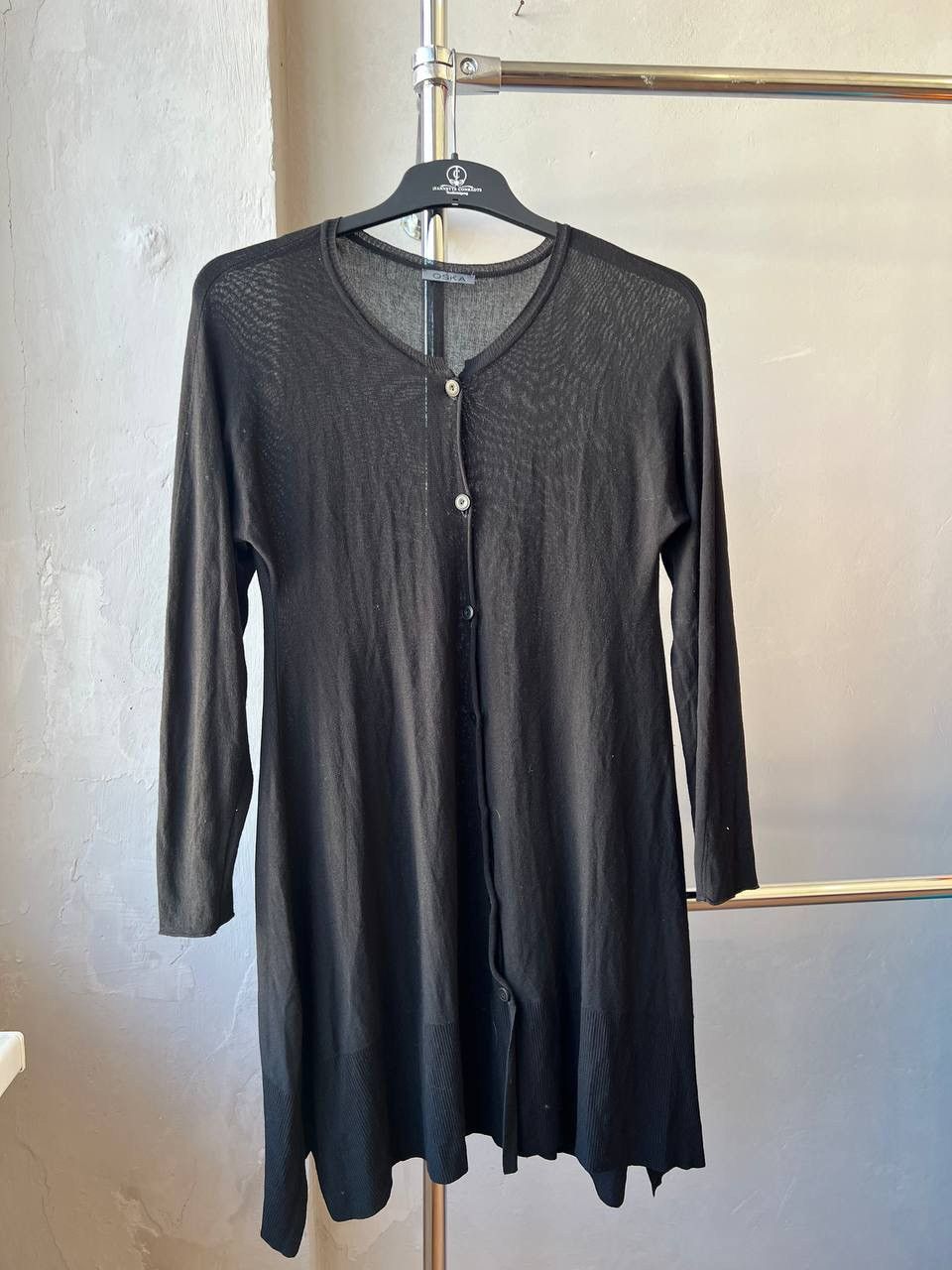 OSKA OSKA BLACK LIGHTWEIGH KNIT ASYMETRICAL WOMEN TUNIC CARDIGAN Size L / US 10 / IT 46 - 2 Thumbnail