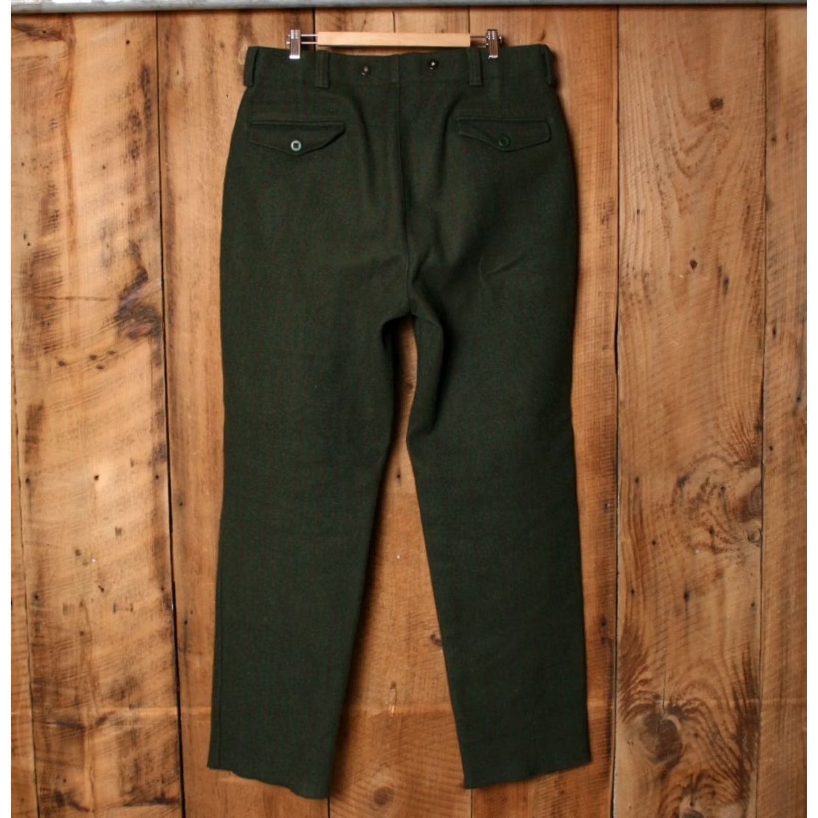 Vintage Woolrich Pants Wool 1929 Green Windowpane Plaid Wool Blend Sz. 36 Inseam 35" Raw Hem Men Boots? Size US 36 / EU 52 - 3 Thumbnail