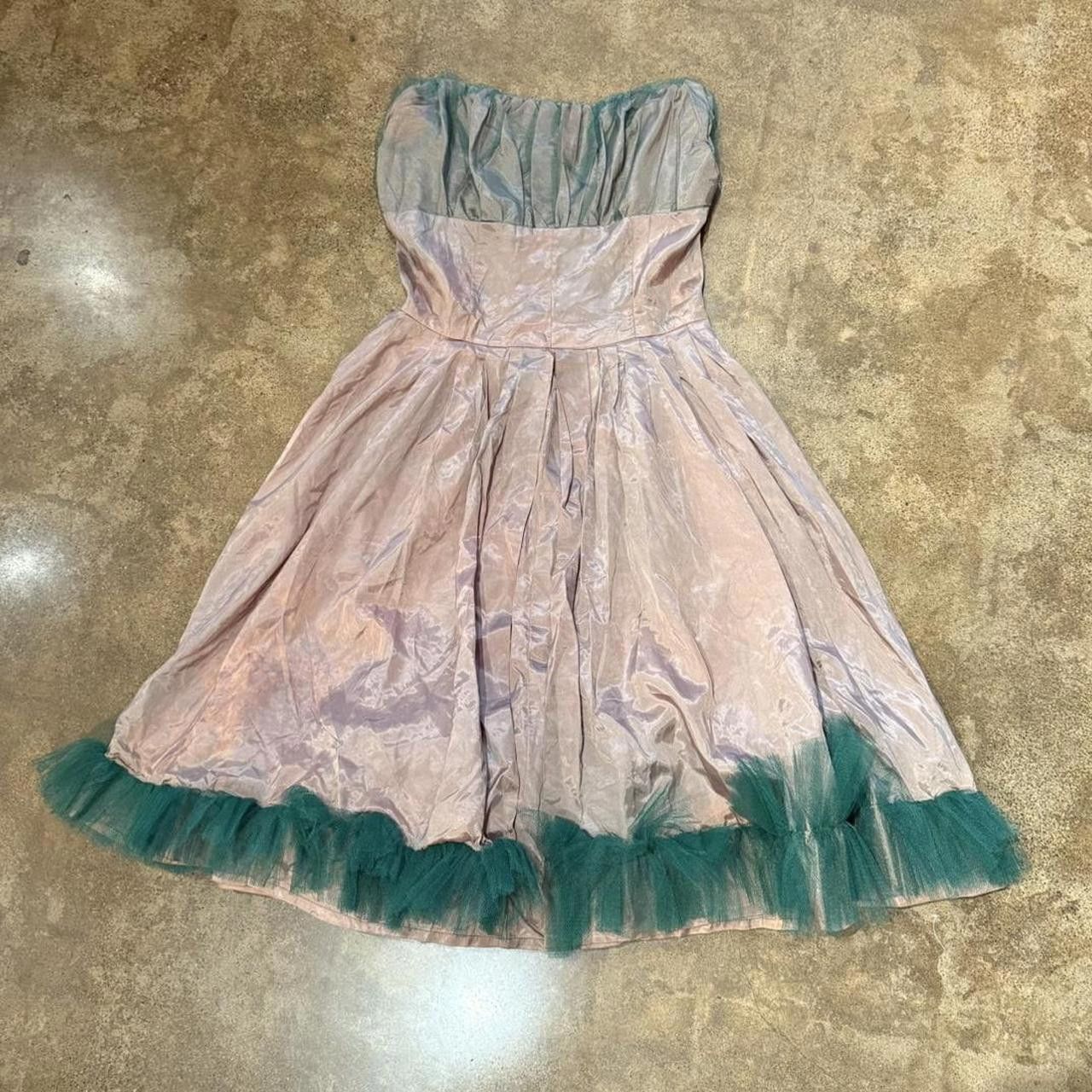 Designer Women's Handmade Vintage Dress Green Dress Size M / US 6-8 / IT 42-44 - 2 Thumbnail