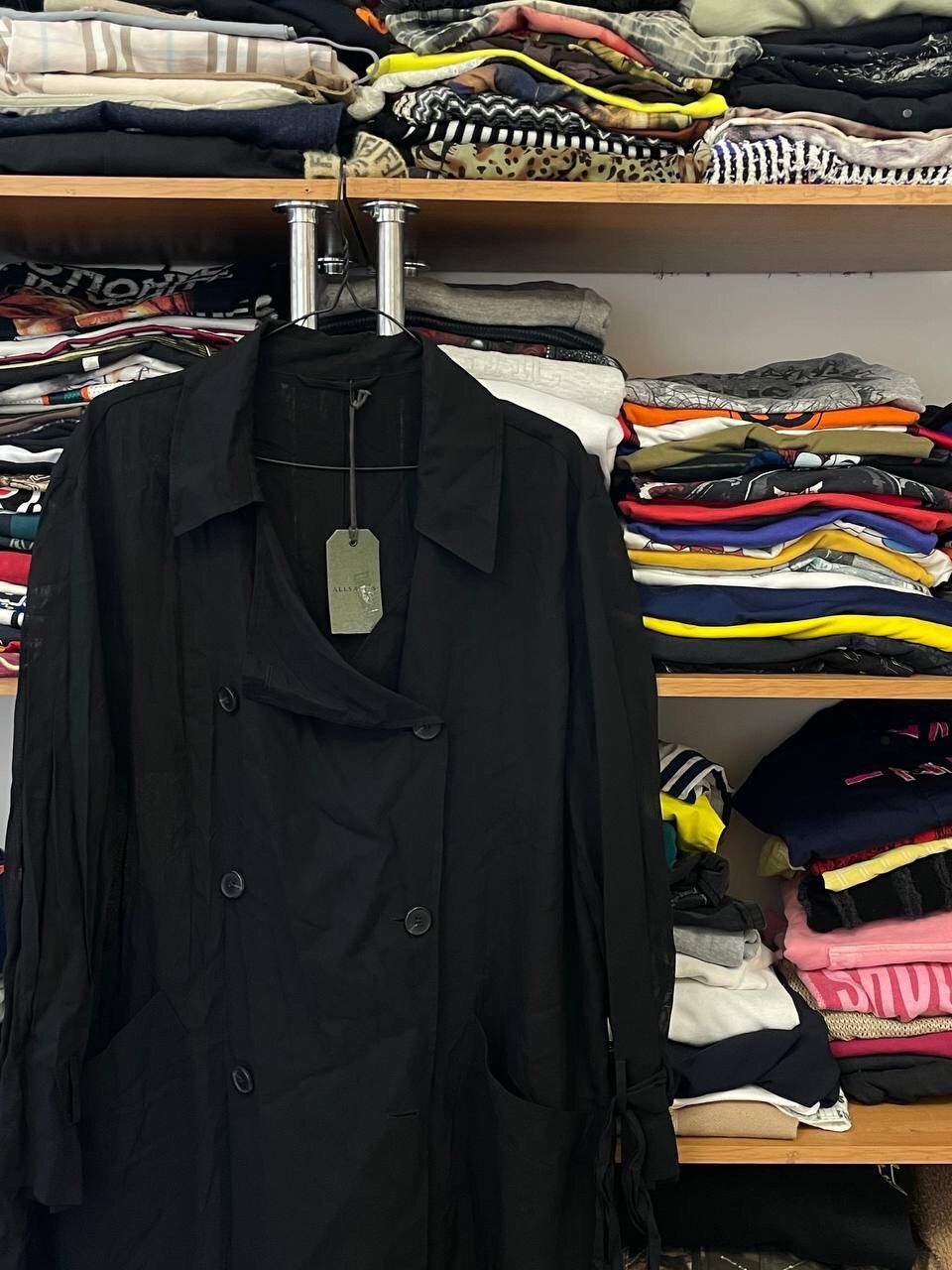 Allsaints Allsaints Avant Garde Basic Total Black Bria Trench Coat Size L / US 10 / IT 46 - 4 Thumbnail