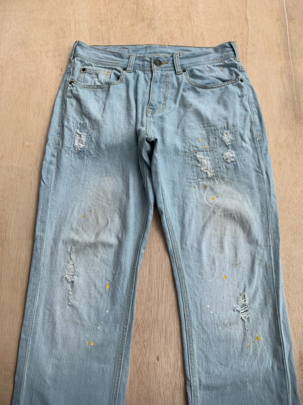Issey Miyake × Japanese Brand × Tete Homme Tete Homme Distressed Denim Jeans Size US 33 - 2 Thumbnail
