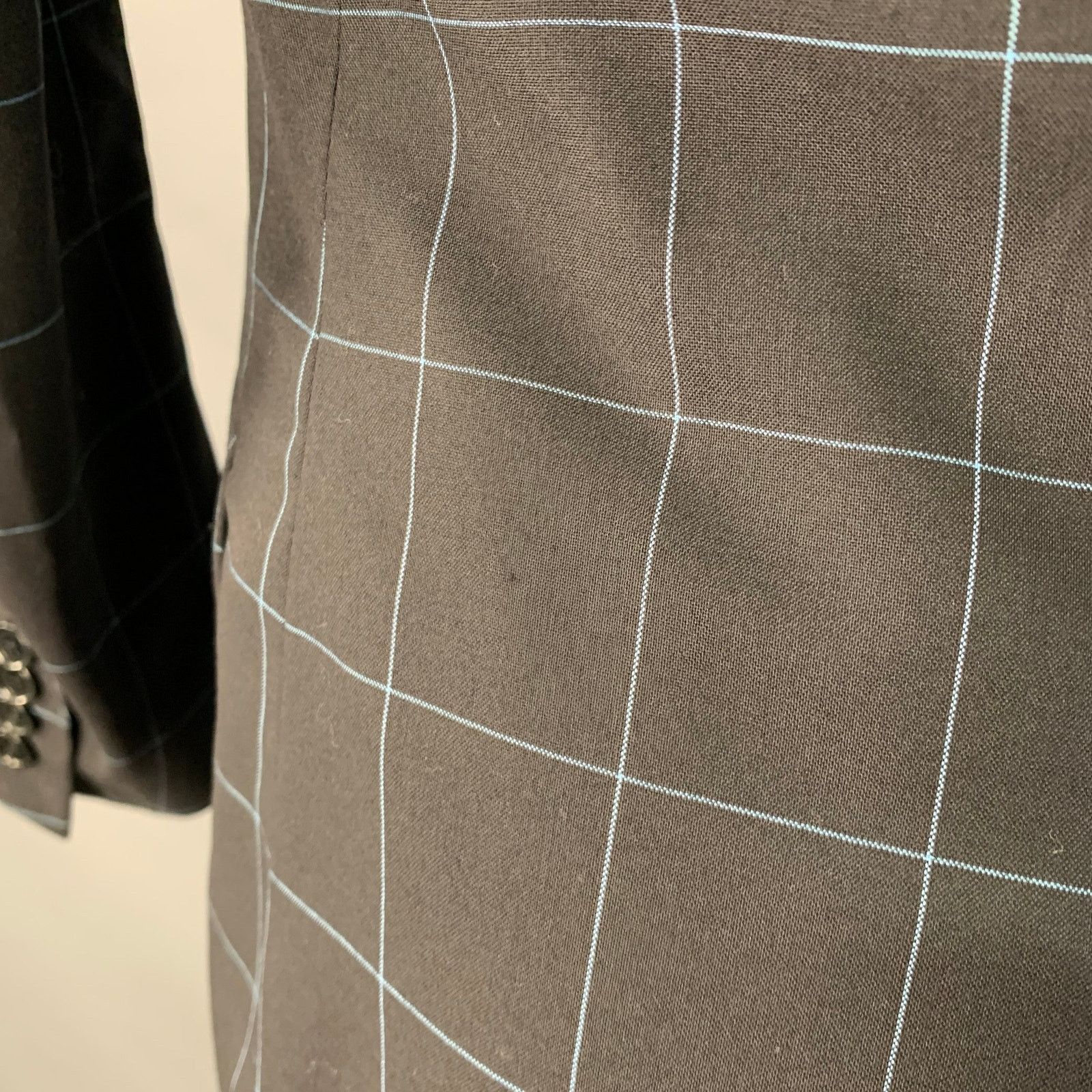 Paul Smith Size 38 Black Blue Window Pane Wool Notch Lapel Sport Coat Size 38R - 5 Thumbnail