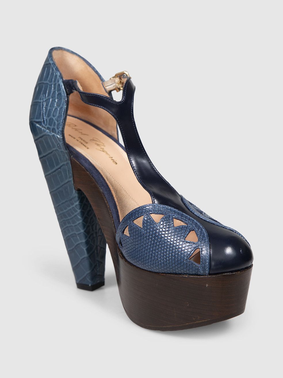 Robert Clergerie Blue Leather Platform Heels Size US 9.5 / IT 39.5 - 1 Thumbnail