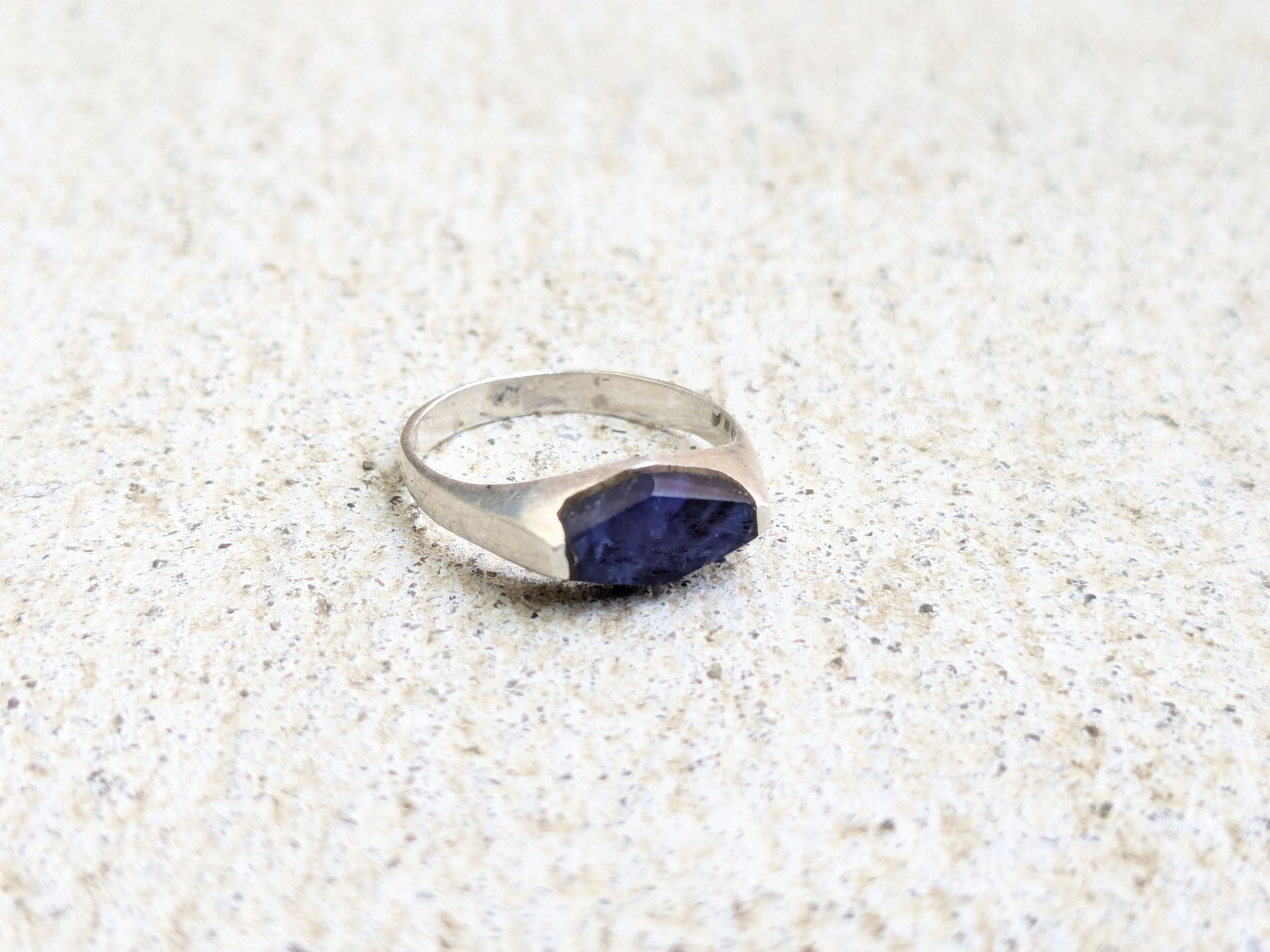Jewelry Vintage Sterling Silver Ring Blue Sodalite 5 Modern Taxco Size ONE SIZE - 2 Thumbnail