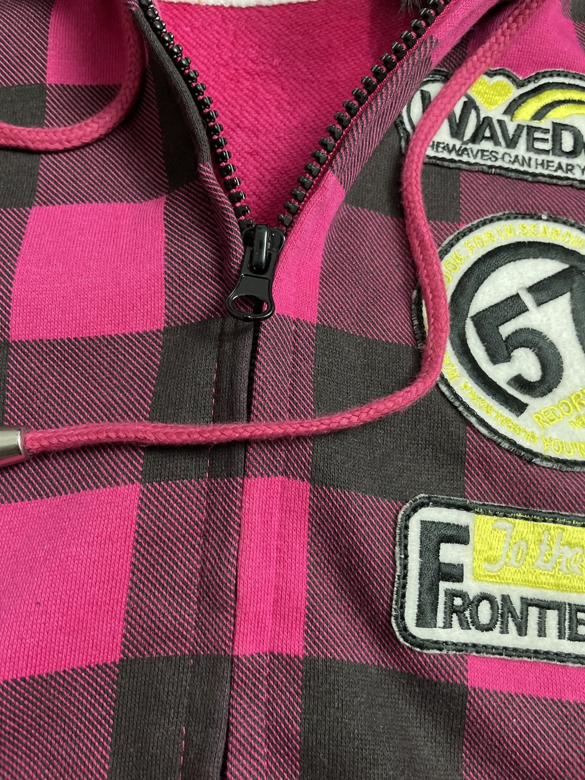Japanese Brand Underwraps Checked Poem Fur Zip Hoodie Size M / US 6-8 / IT 42-44 - 4 Thumbnail
