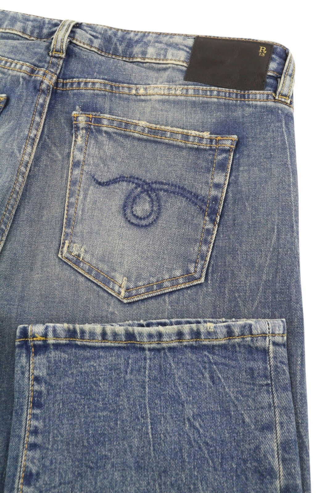 R13 BOY STRAIGHT 30 Cropped Ankle Washed Kelly 84447 Size 30" / US 8 / IT 44 - 6 Thumbnail