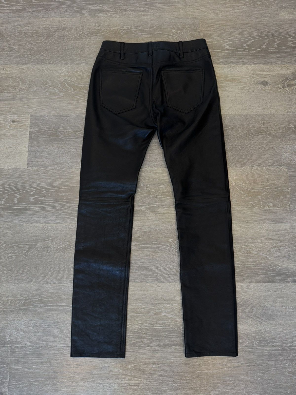 Celine Celine Black Lamb Leather Lou Straight Leg Pants Size US 29 - 19 Thumbnail