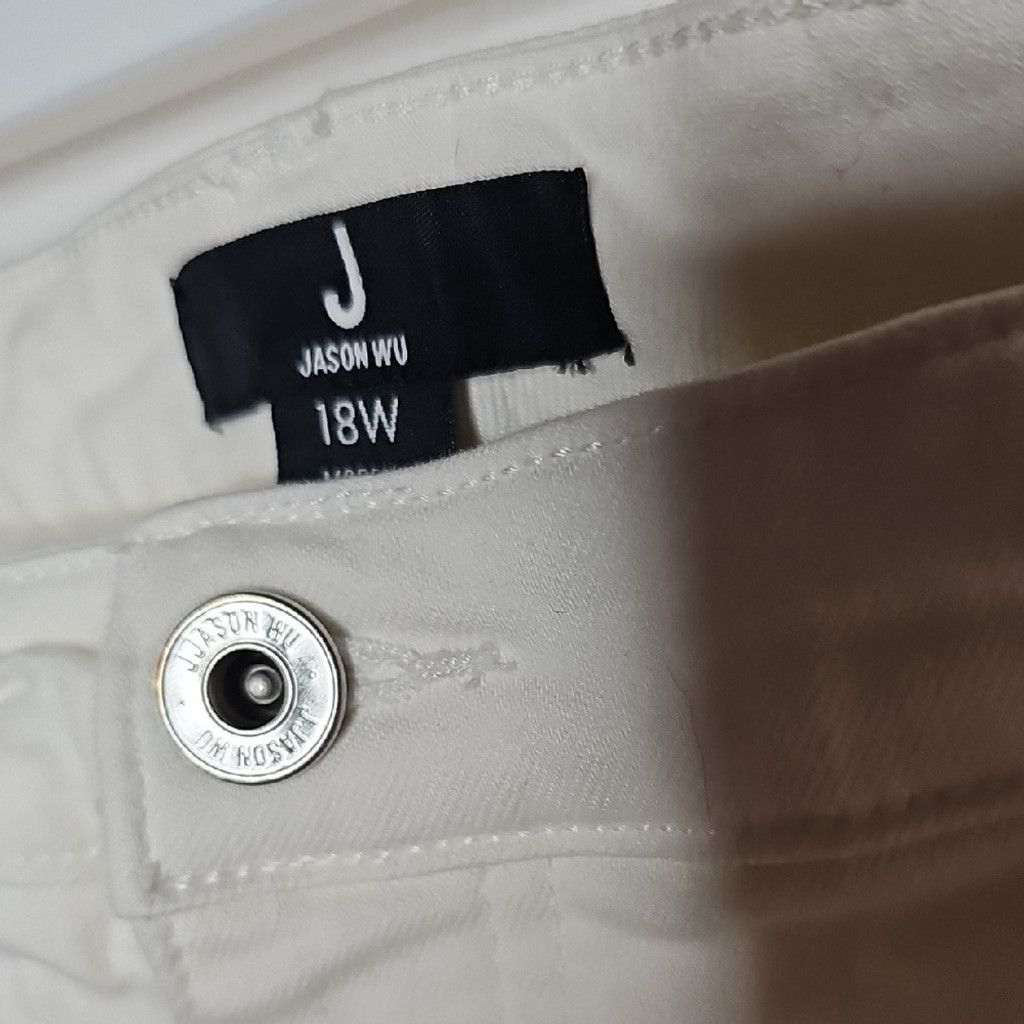 Jason Wu Jason Wu White Denim Cropped High Rise Skinny Jeans Sz 18 W Size 40" / US 18 - 3 Thumbnail