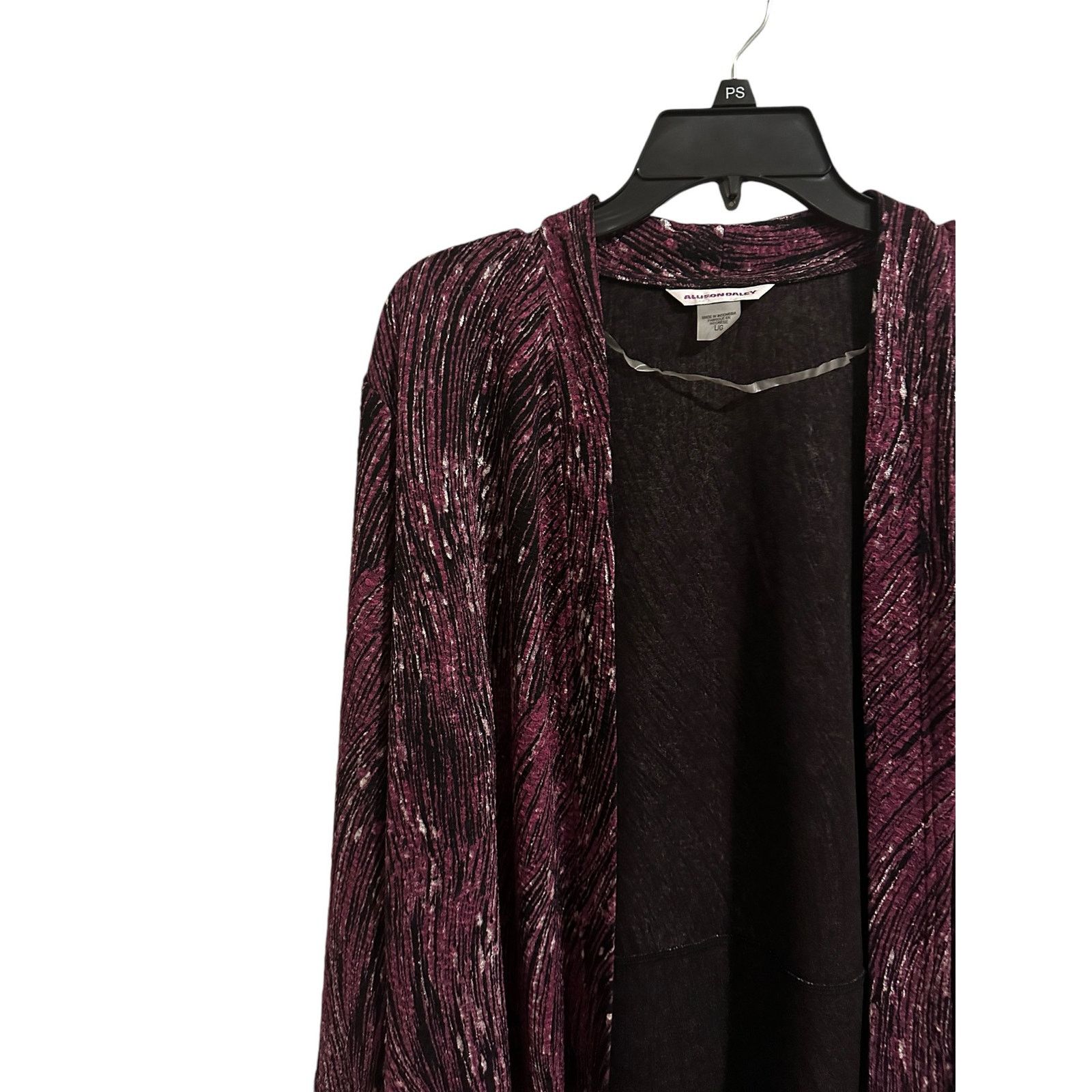 Other Allison Daley Womens 3/4 Sleeve Purple Striped Open Cardigan Size L / US 10 / IT 46 - 3 Thumbnail