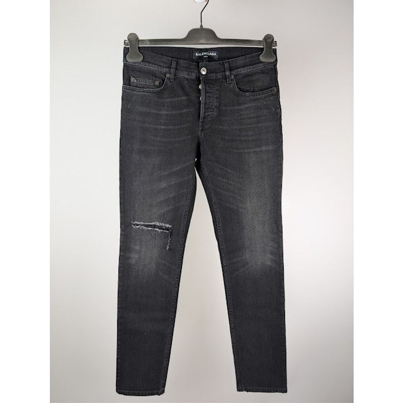 Balenciaga o1rshd1 Skinny Distressed Slim-Fit Denim Jeans in Black Size US 29 - 9 Thumbnail
