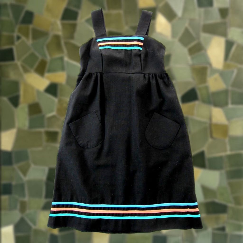 Vintage VINTAGE Black Orange Blue Green Cotton Pocket Tank Sun Apron Dress Medium Size M / US 6-8 / IT 42-44 - 1 Thumbnail